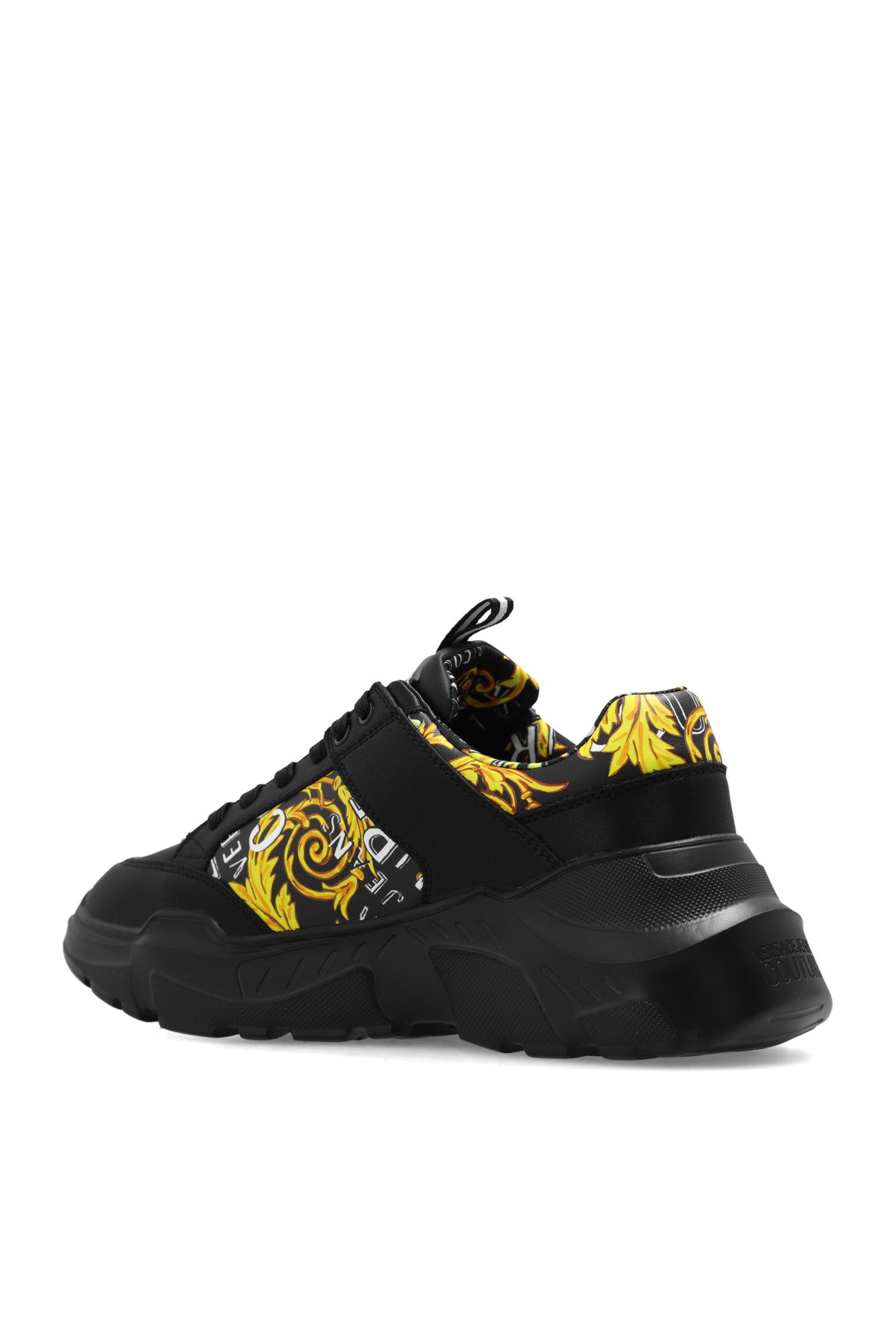 Shop Versace Jeans Couture Printed Sneakers In Black