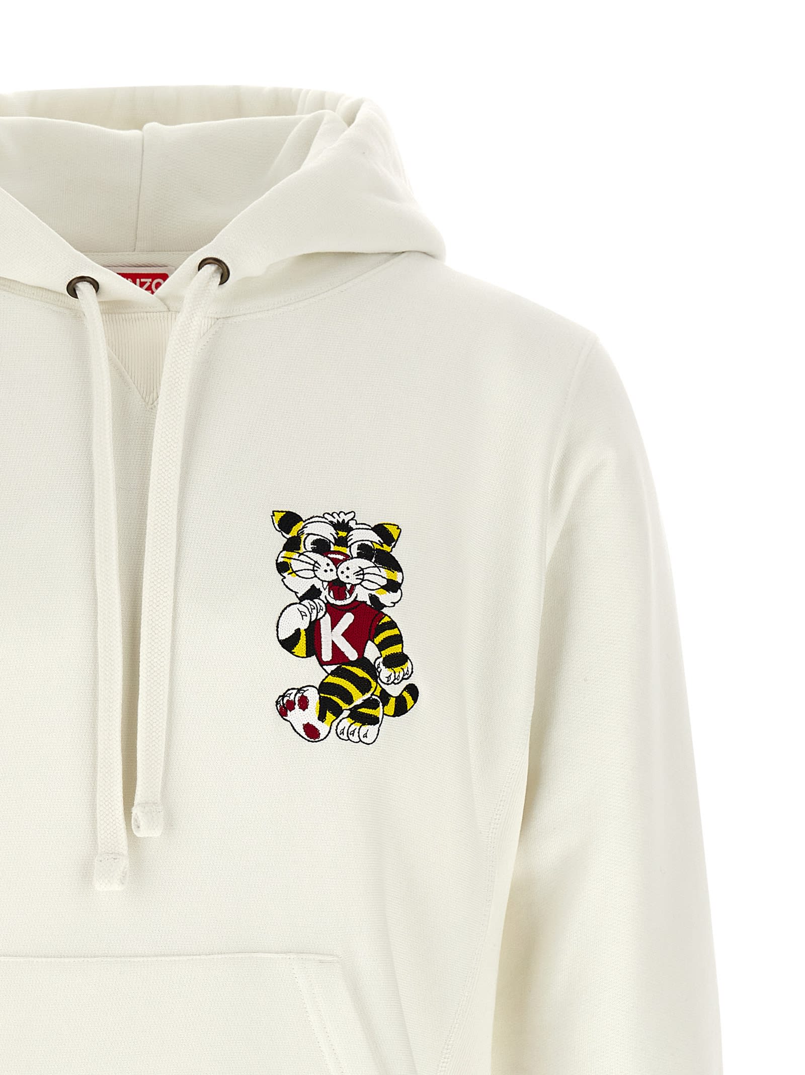 Kenzo Tiger Embroidery Hoodie Hood Graphic Print In White