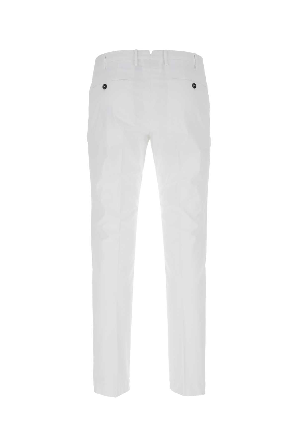 Shop Pt01 White Stretch Cotton Pant In Bianco