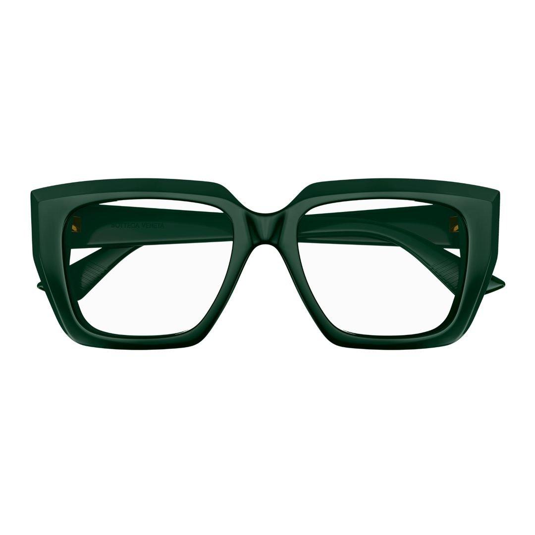 Shop Bottega Veneta Square Frame Glasses In Green-green-transparent