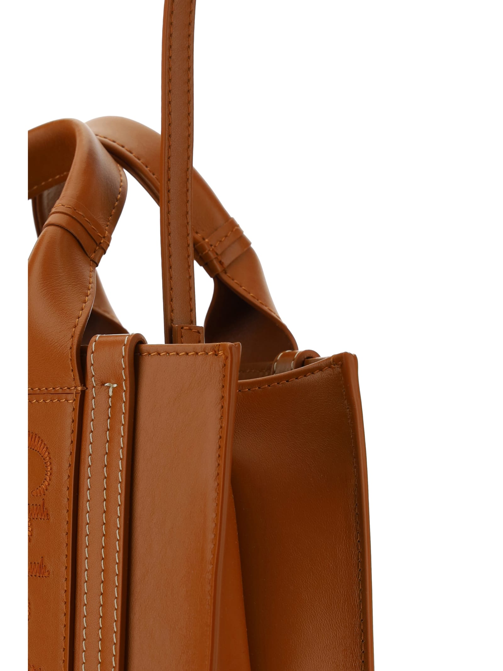 Shop Chloé Woody Small Tote Bag In Brown