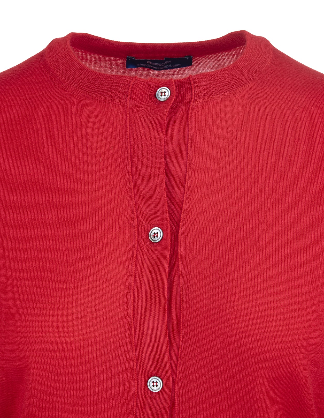 FEDELI FEDELI RED CARDIGAN WITH ROUND
