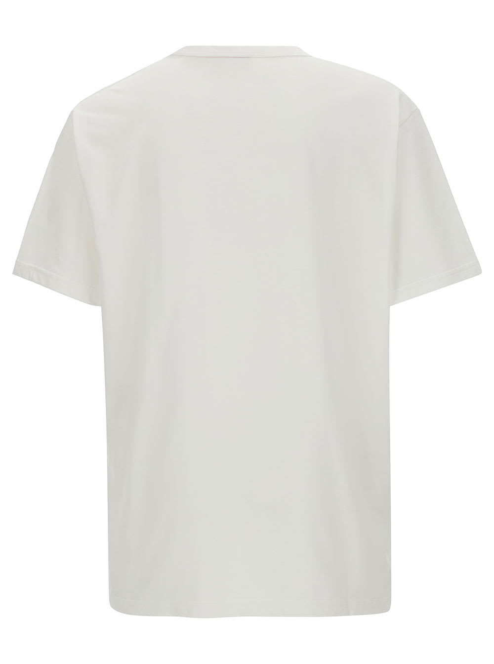 Shop Alexander Mcqueen White Crewneck T-shirt With Contrasting Skull Print In Cotton Man In White/black