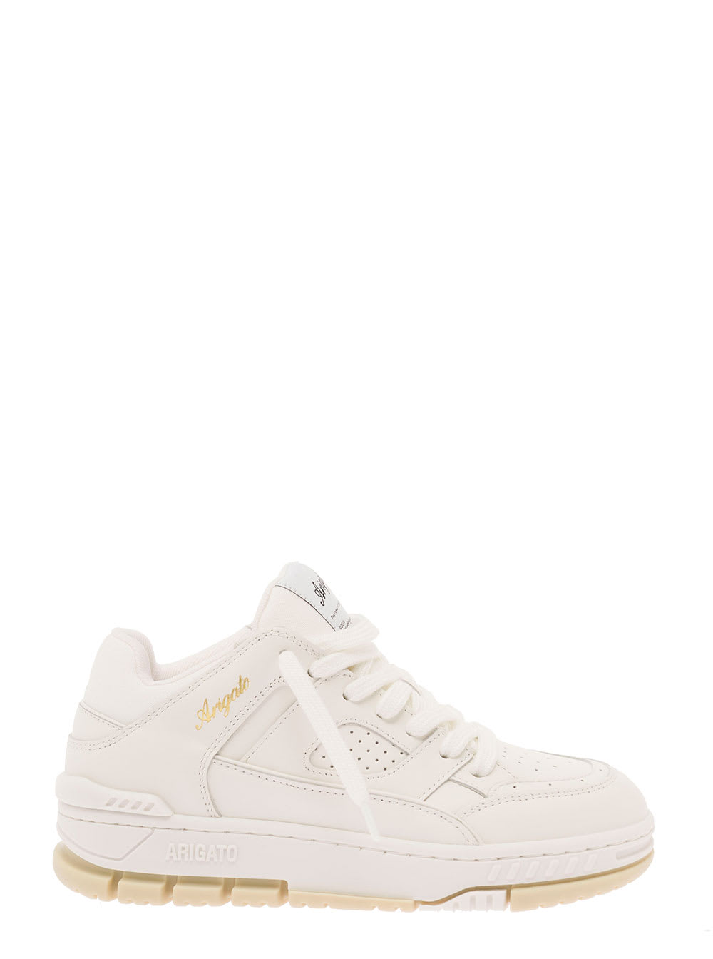 Shop Axel Arigato Area Lo White Sneakers With Embossed Logo In Leather Blend Woman