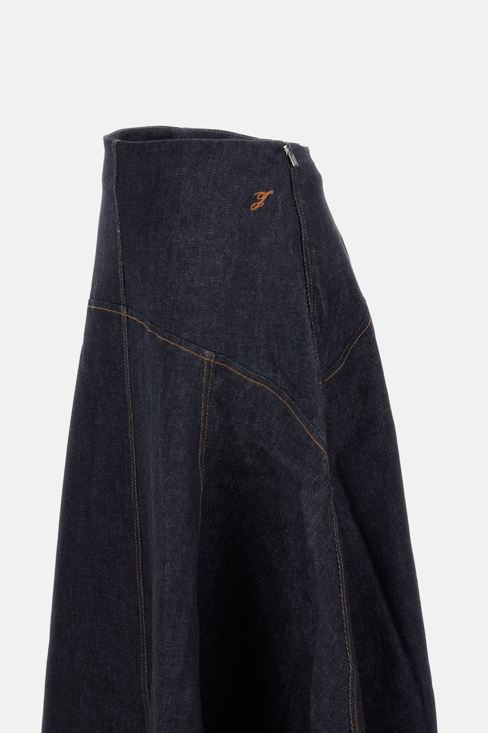 Jacquemus The Triangle De Nimes Flared Denim Skirt In Blue