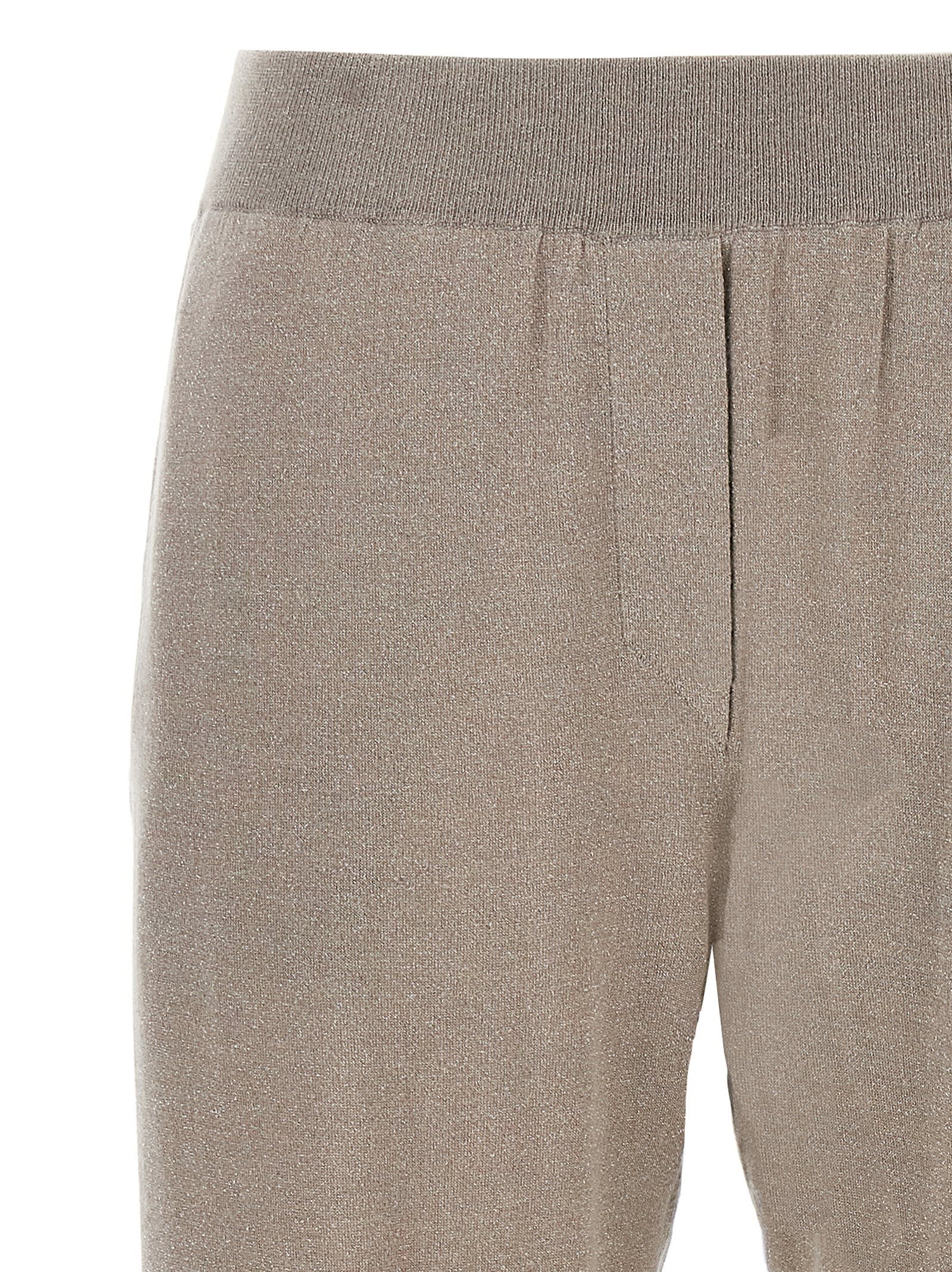Brunello Cucinelli Shimmering Joggers With Elastic Waistband And Cuffed Hem In Brown