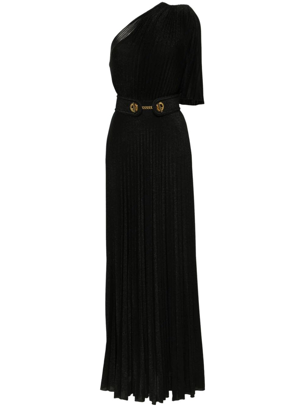 Shop Elisabetta Franchi Single Shoulder Dress With Belt In Black