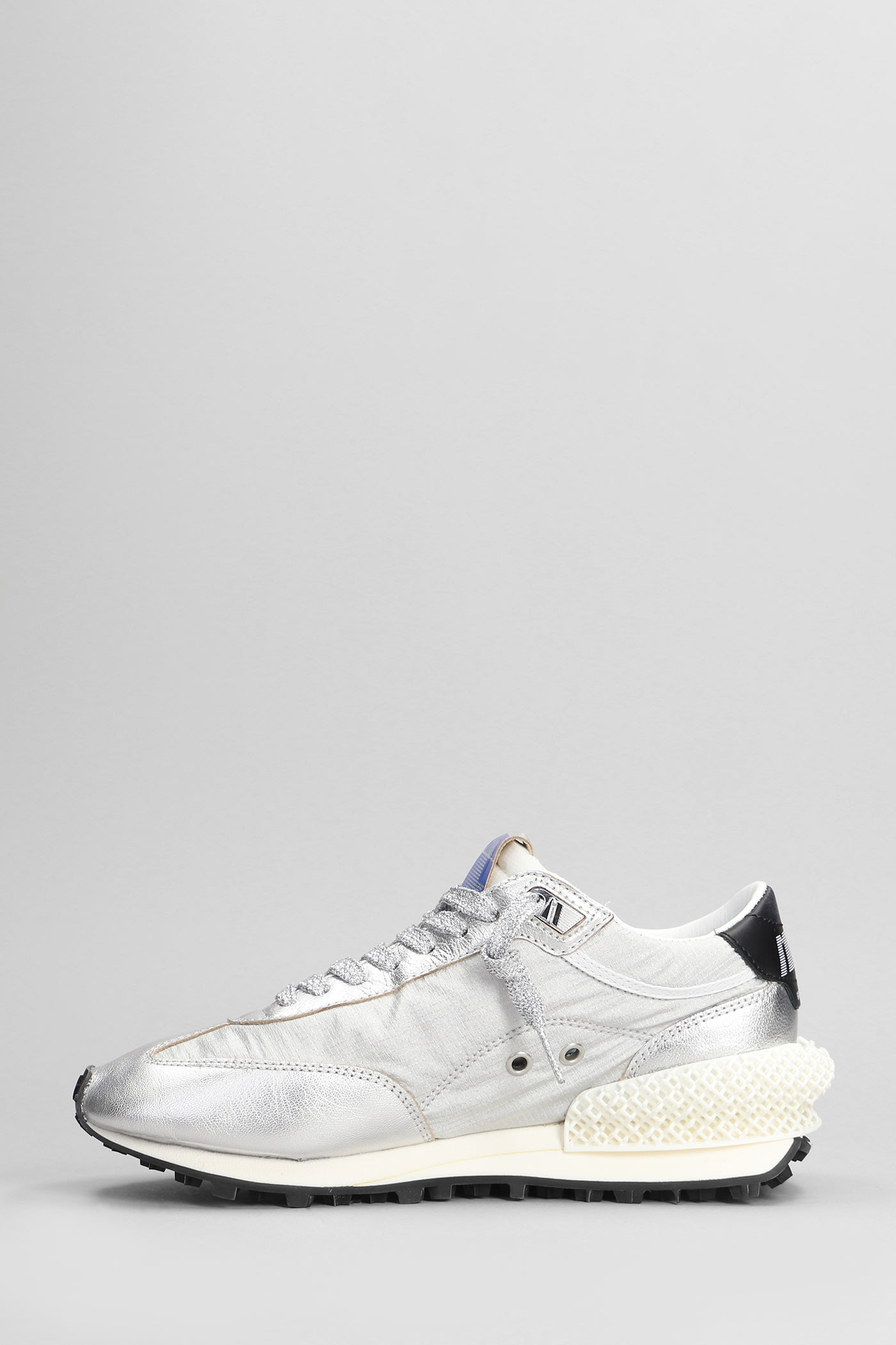 Shop Golden Goose Running Marathon Sneakers In Silver Leather And Fabric