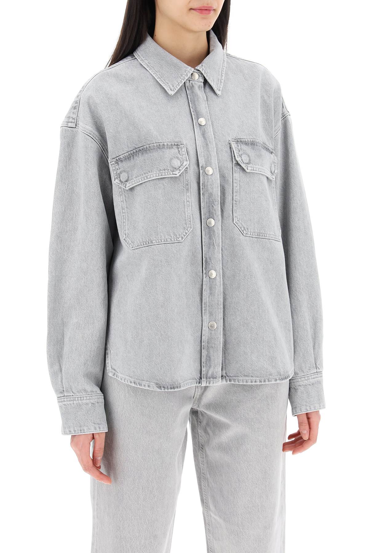 Shop Agolde Gwen Denim Shirt For Women In Rain (grey)