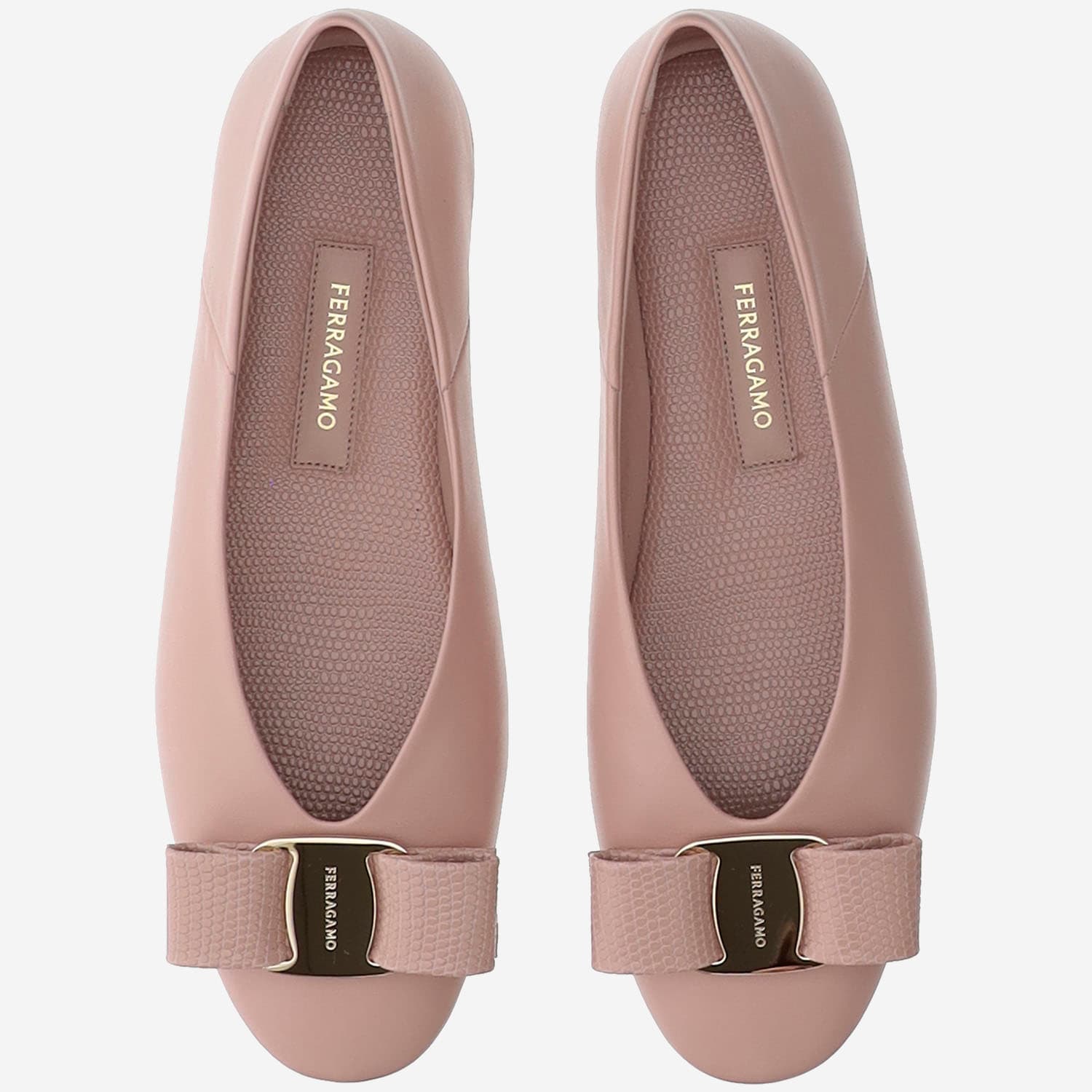 Ferragamo Light Pink Leather Ballet Flats In Pink