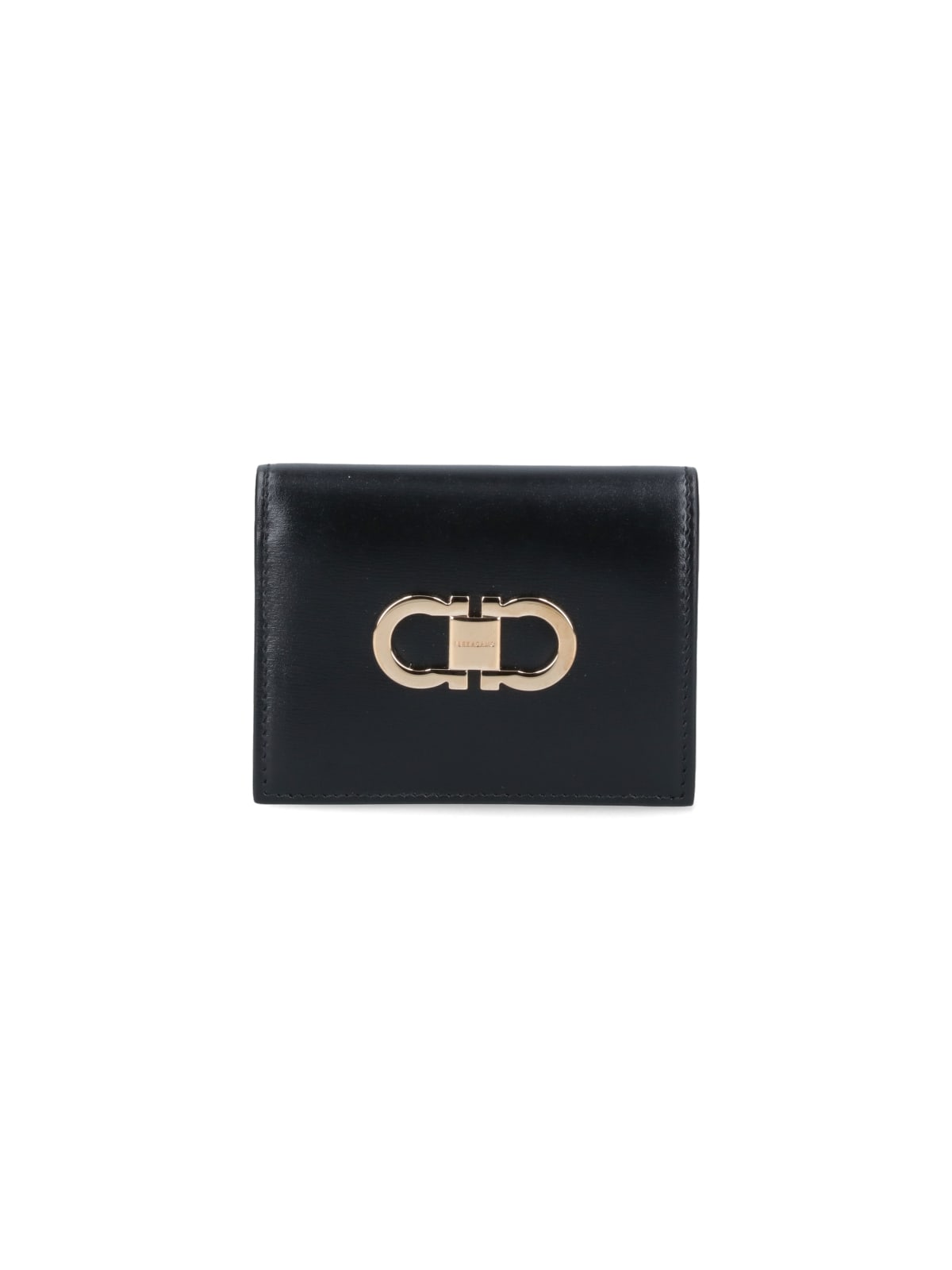 Shop Ferragamo Compact Wallet Gancini In Black