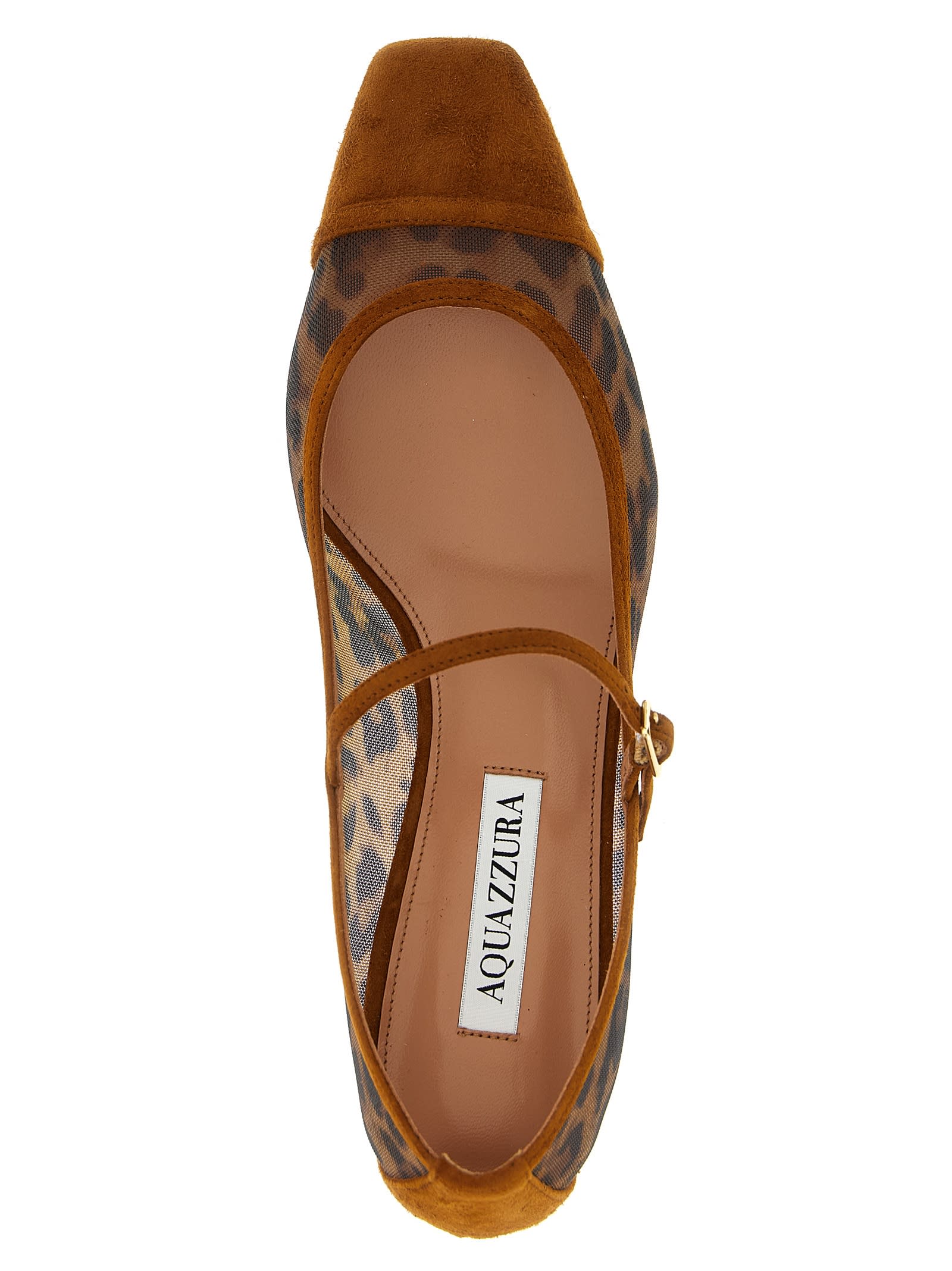 Aquazzura Animal Print Block Heel Square Toe Pumps In Brown