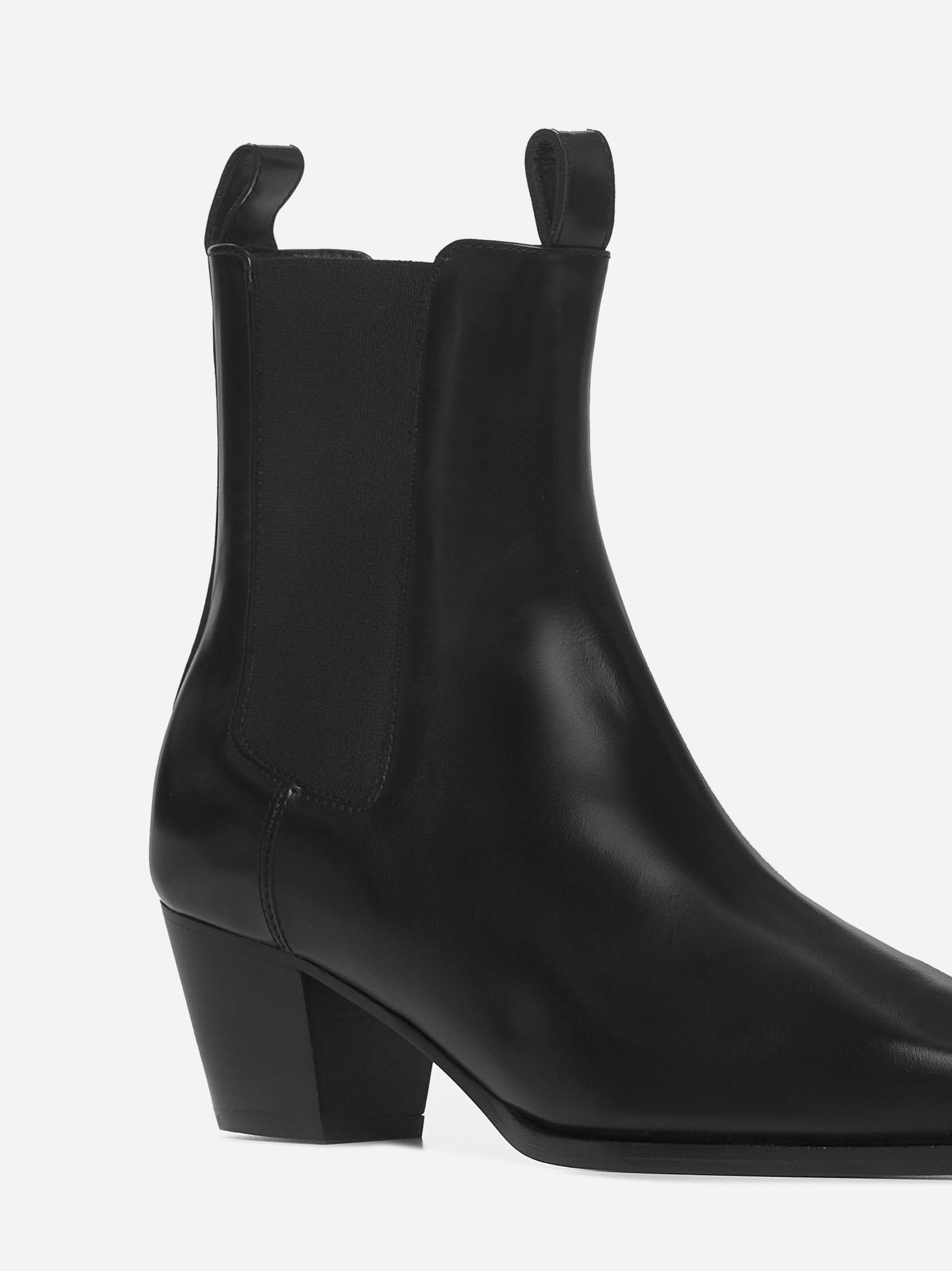 Shop Totême The City Leather Chelsea Boots In Black