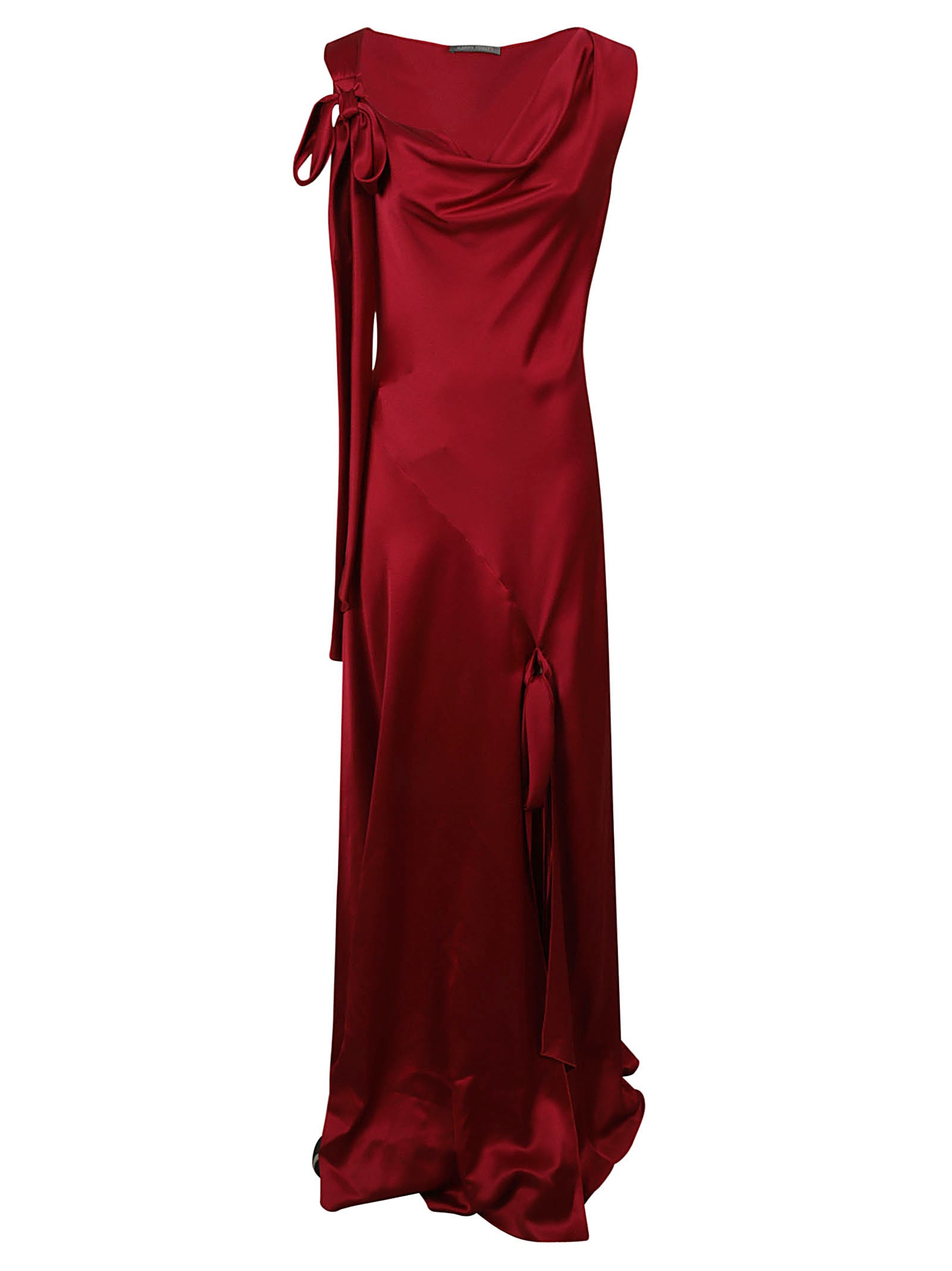 Alberta Ferretti Bow Detail Sleeveless Asymmetric Long Dress