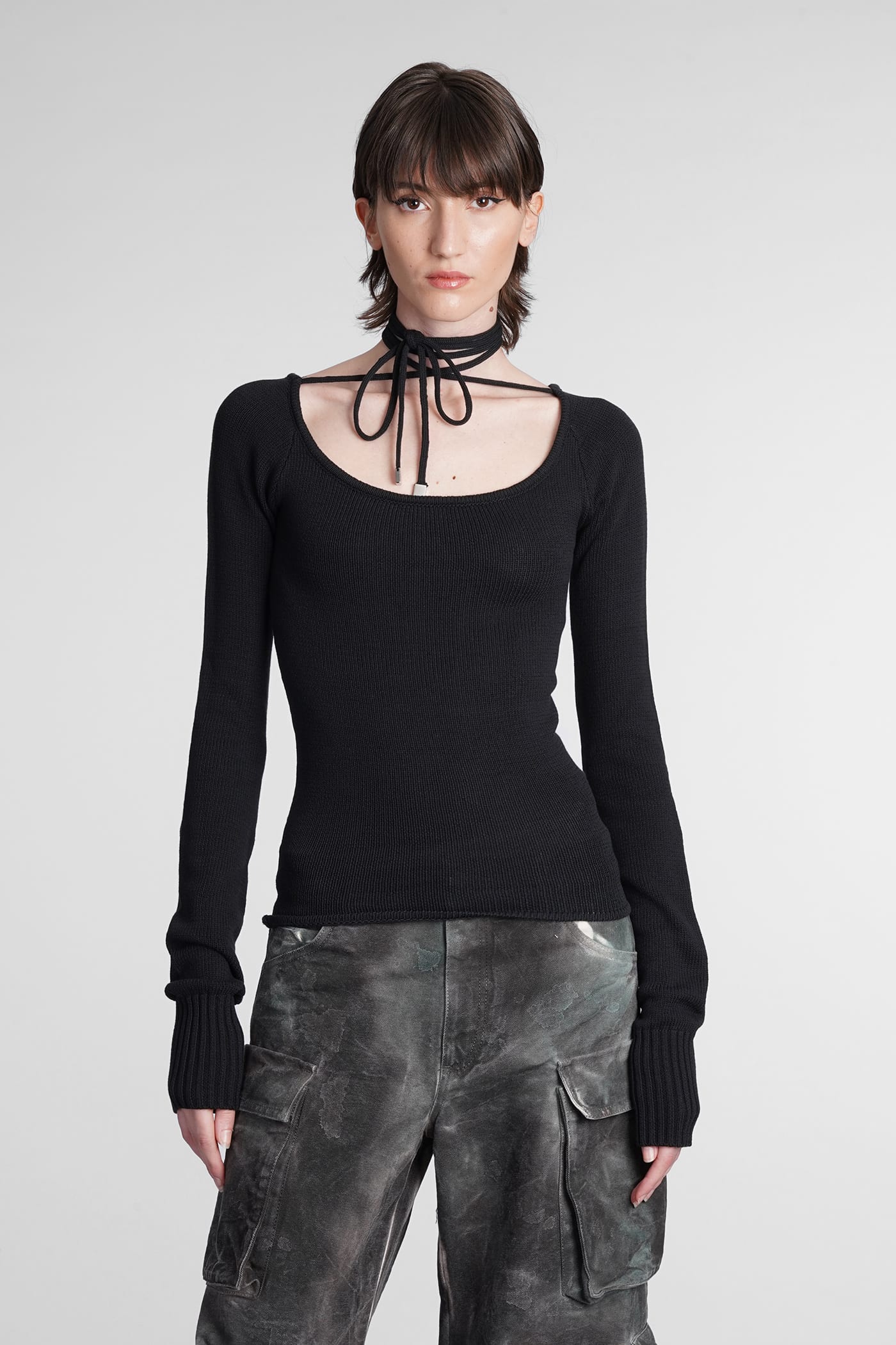 The Attico Heather Knitwear In Black Cotton