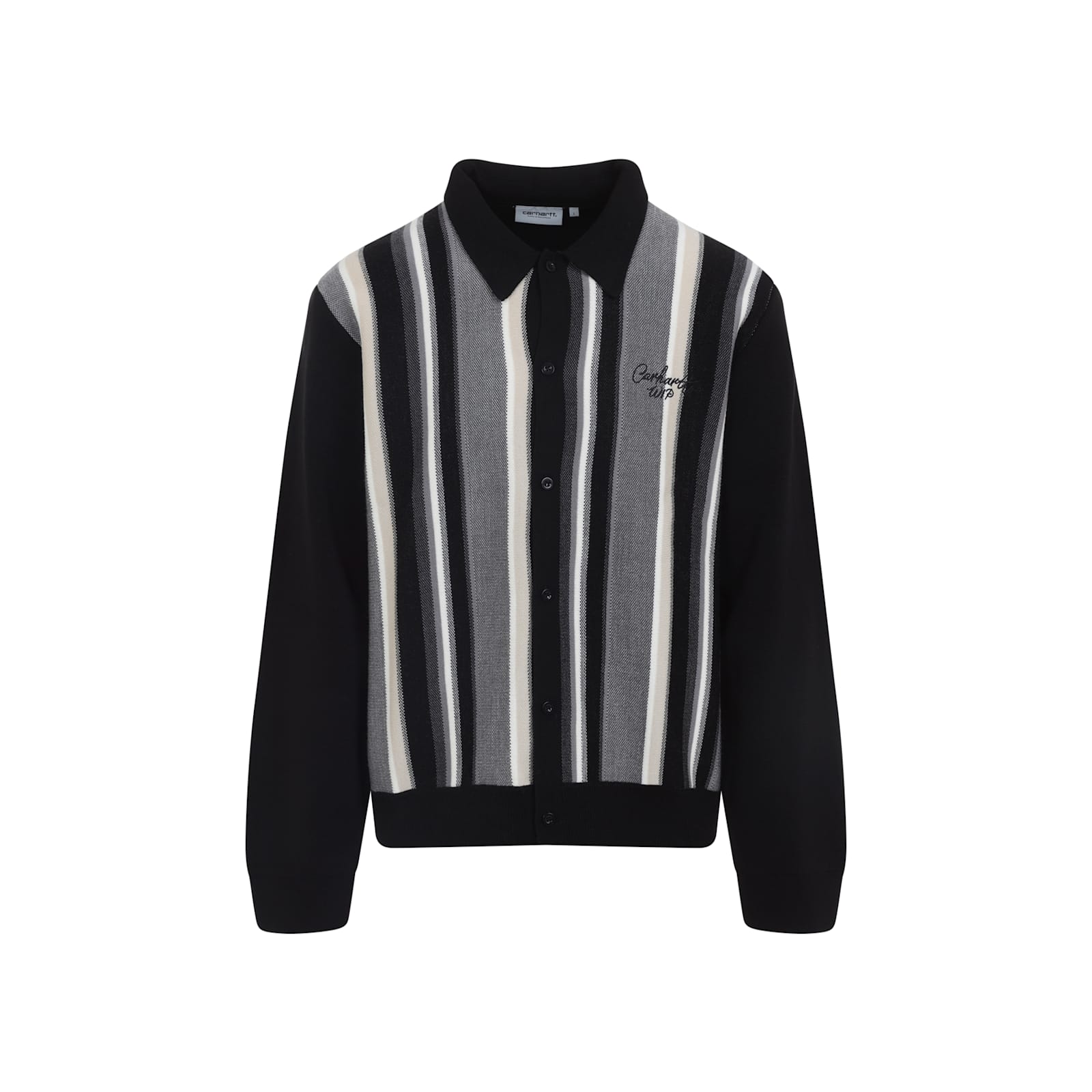 Carhartt Graphite Grey Cardigan With Pointed Collar In Black