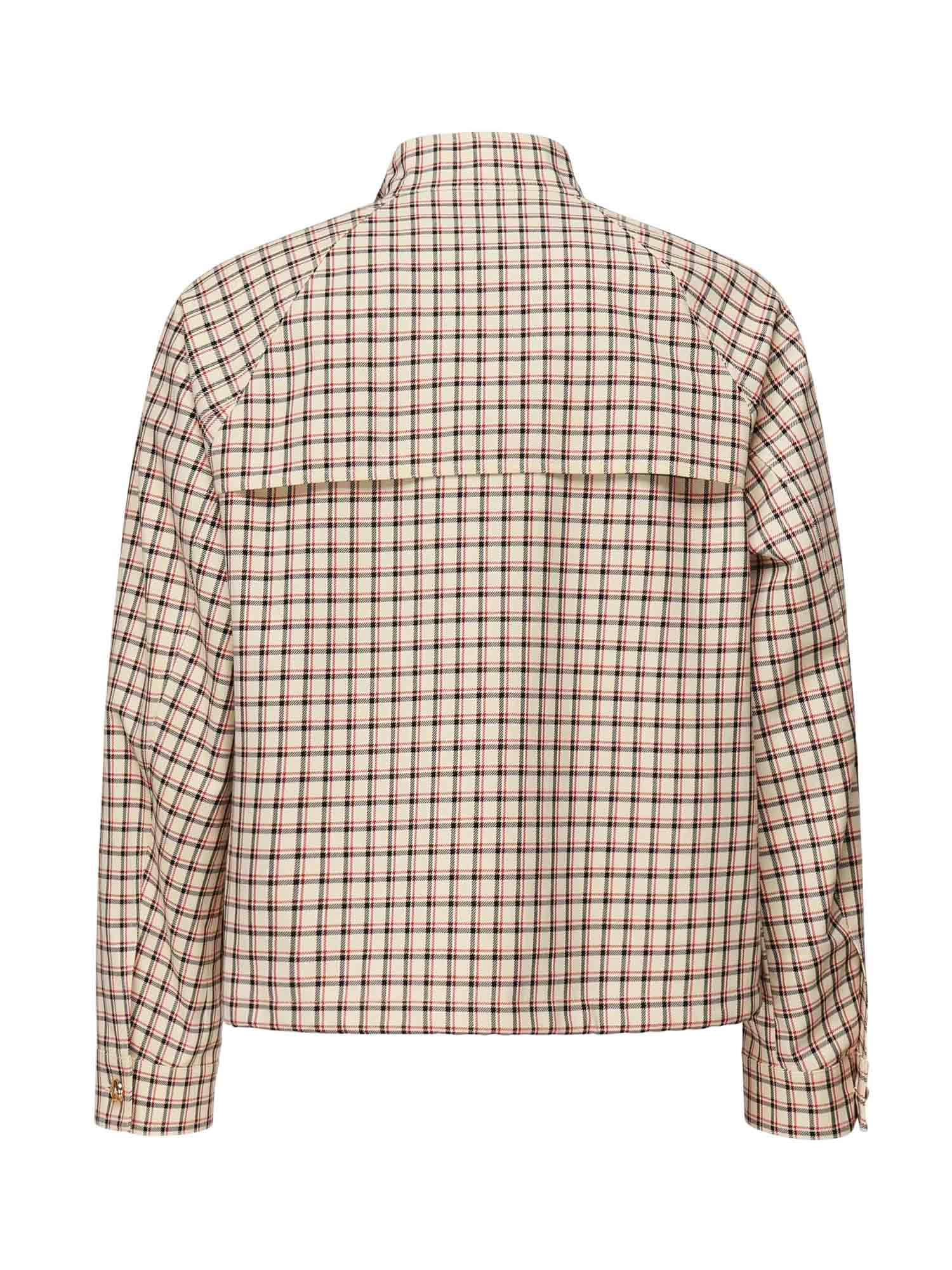 Valentino Checked Zip-up Single-breasted Coat In Neutral
