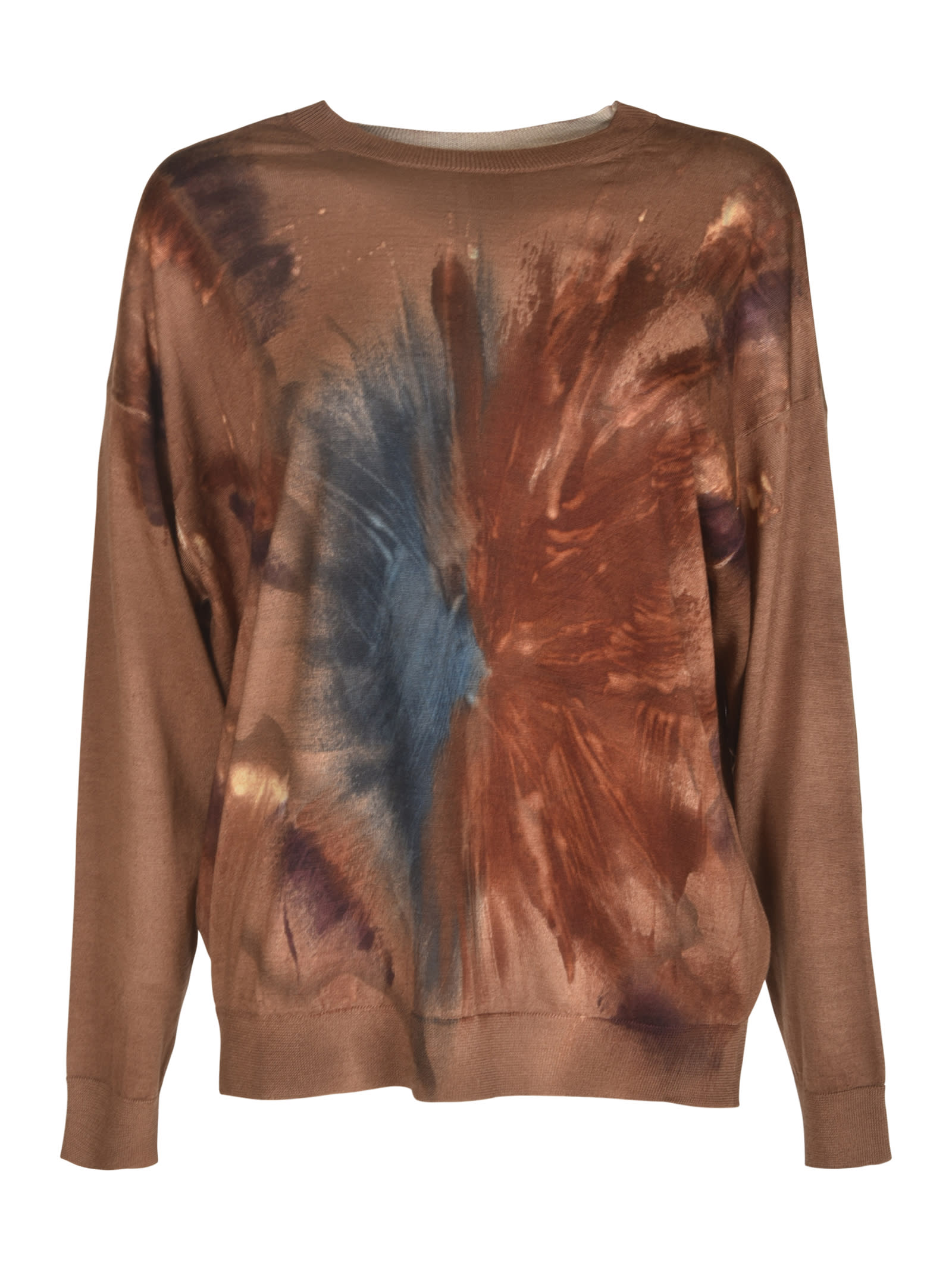 Shop Avant Toi Rib Trim Dyed Sweater In Brownie