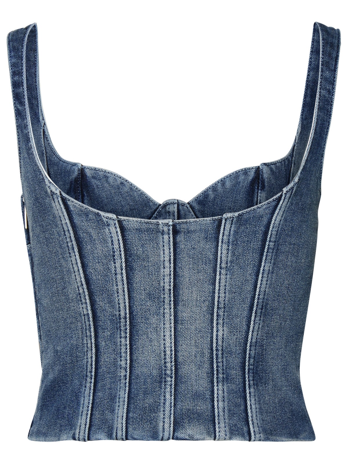 Off-white Blue Bustier Denim Tank Top In Blue
