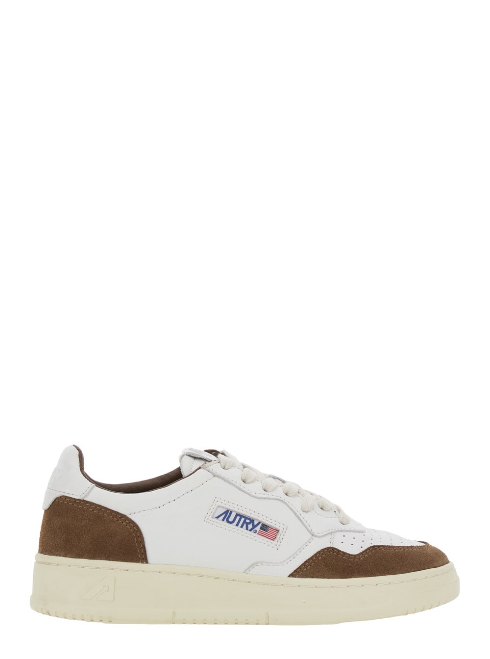 medalist White Low Top Sneakers With Logo Detail In Leather And Suede Woman