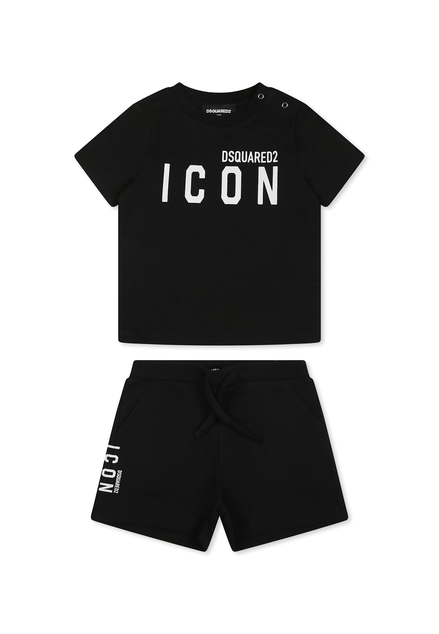 Dsquared2 Black Set For Baby Boy With White Logo In Black