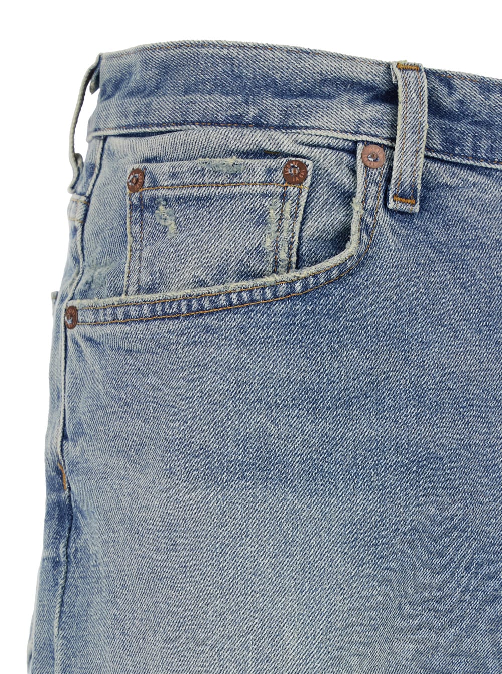 Agolde Curtise Light Blue Five-pocket Jeans With Distress Look In Cotton Man In Light Blue