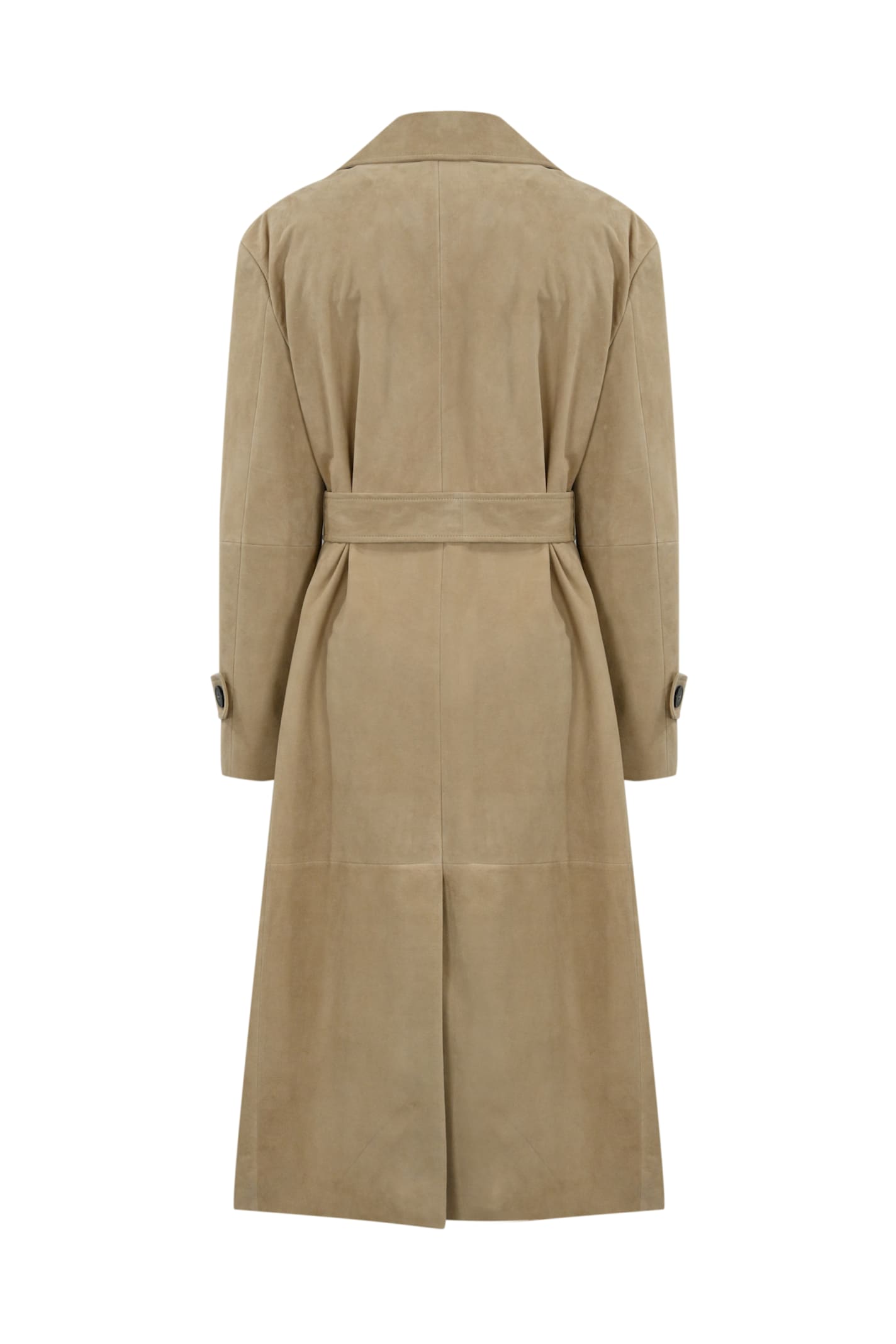 Max Mara Farnese Trench Coat In Suede In Sabbia