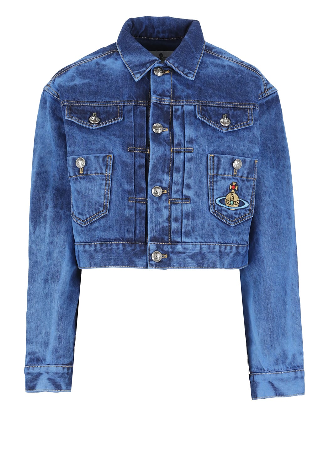 Shop Vivienne Westwood Cropped Marlene Jacket In Blue