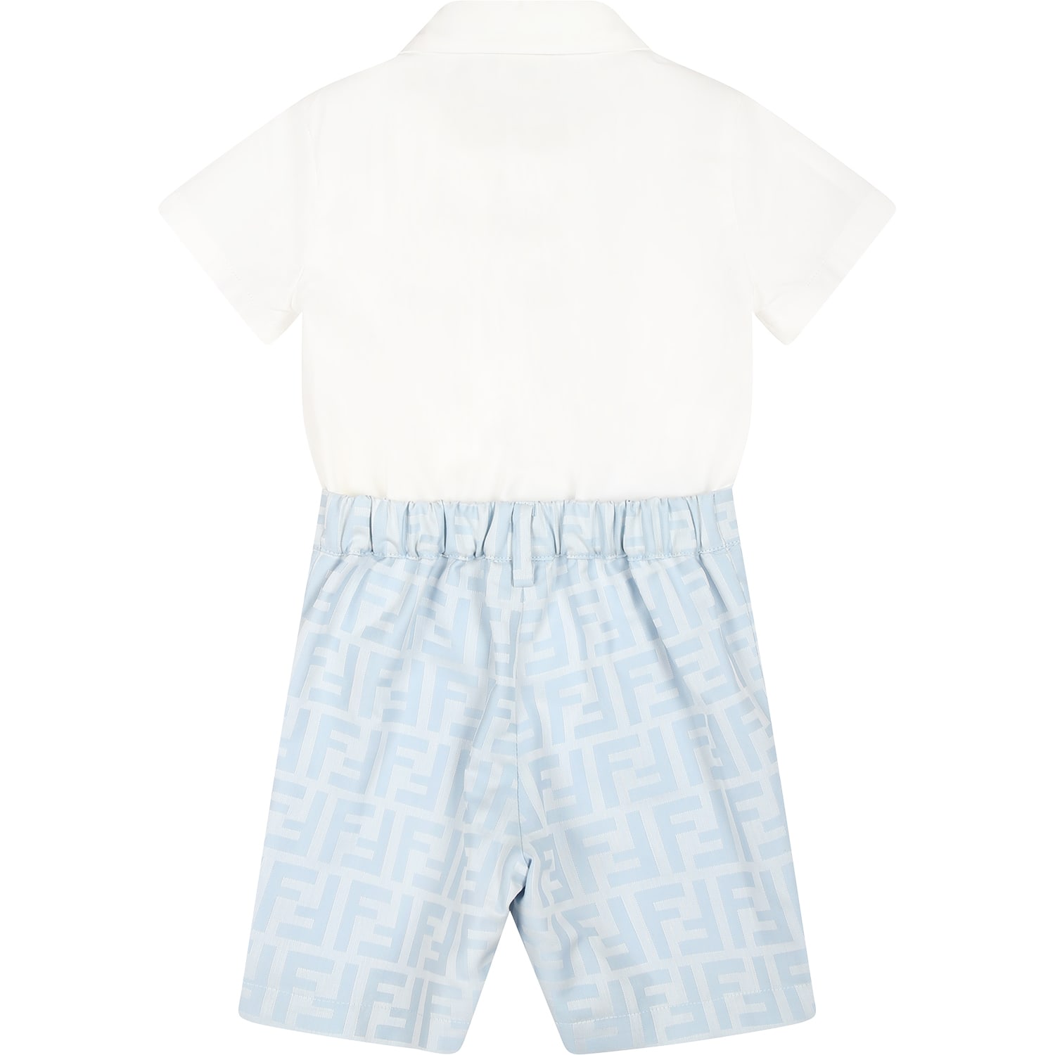 Shop Fendi Light Blue Suit For Baby Boy With Double F