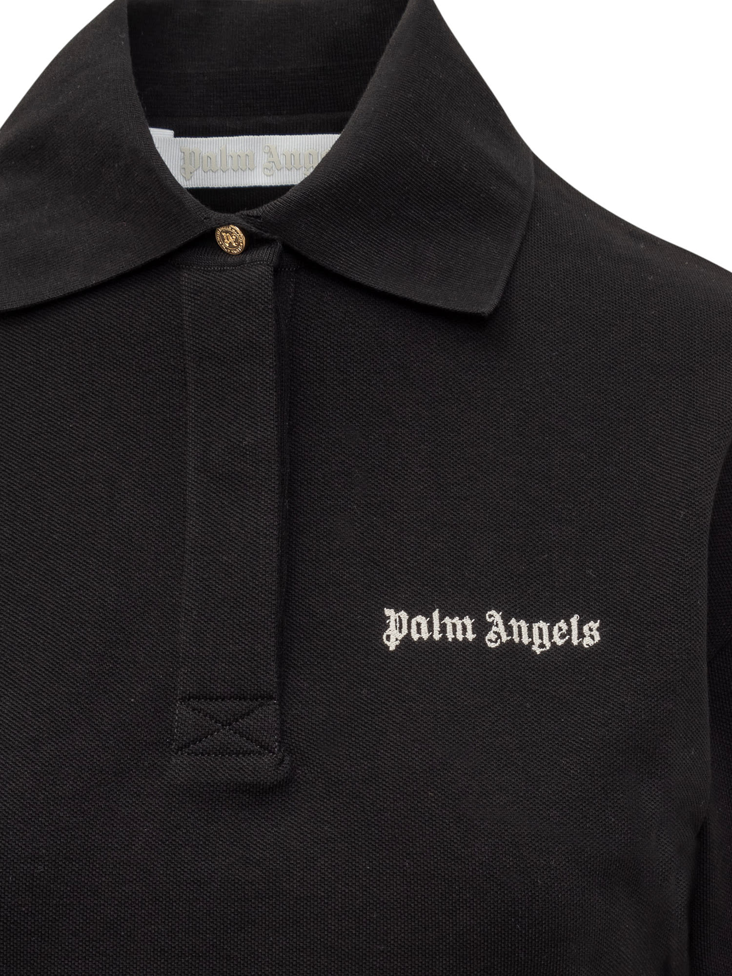Shop Palm Angels Polo Shirt With Logo In Black Off White