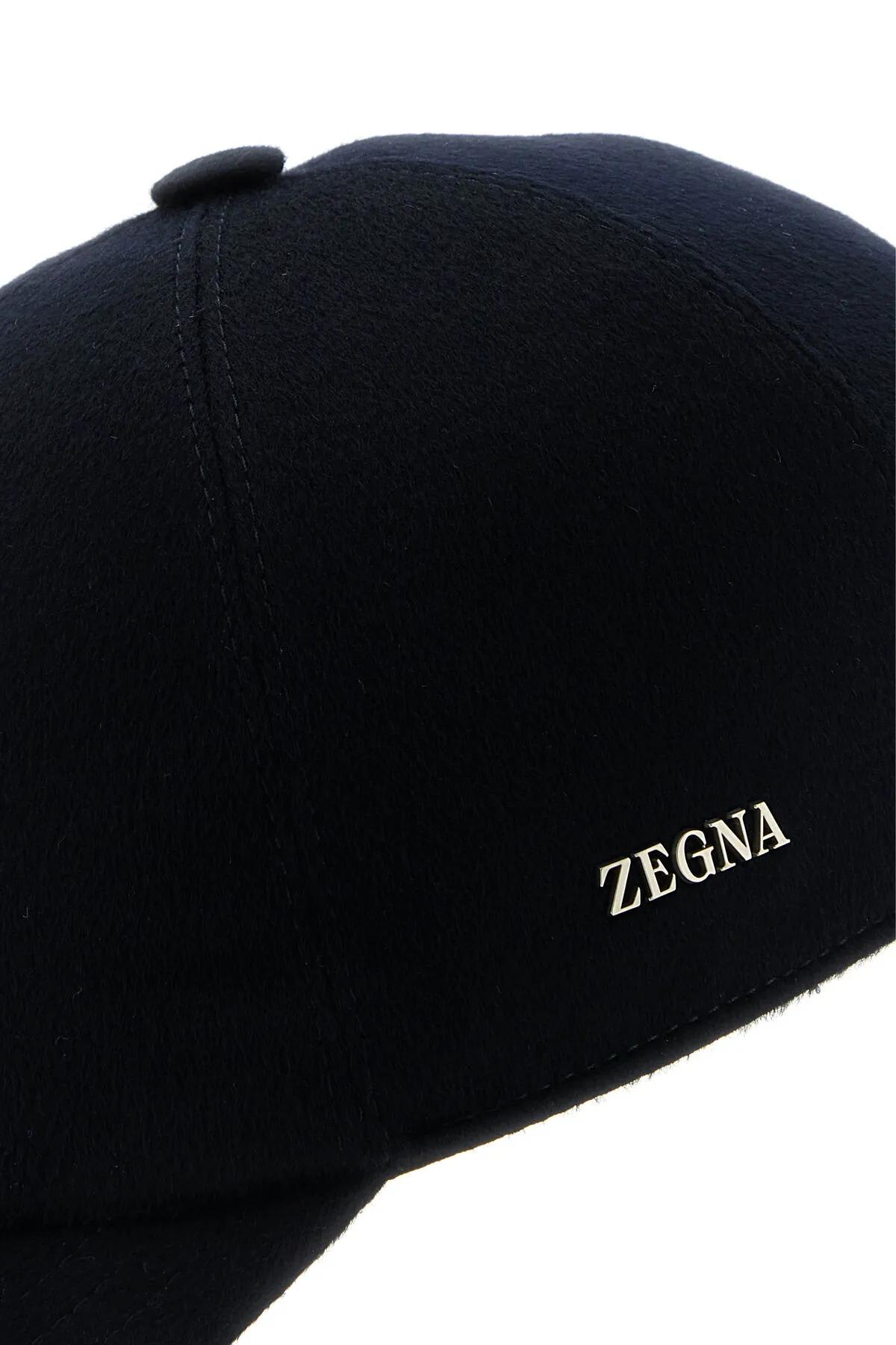 Shop Zegna Midnight Blue Cashmere Baseball Cap