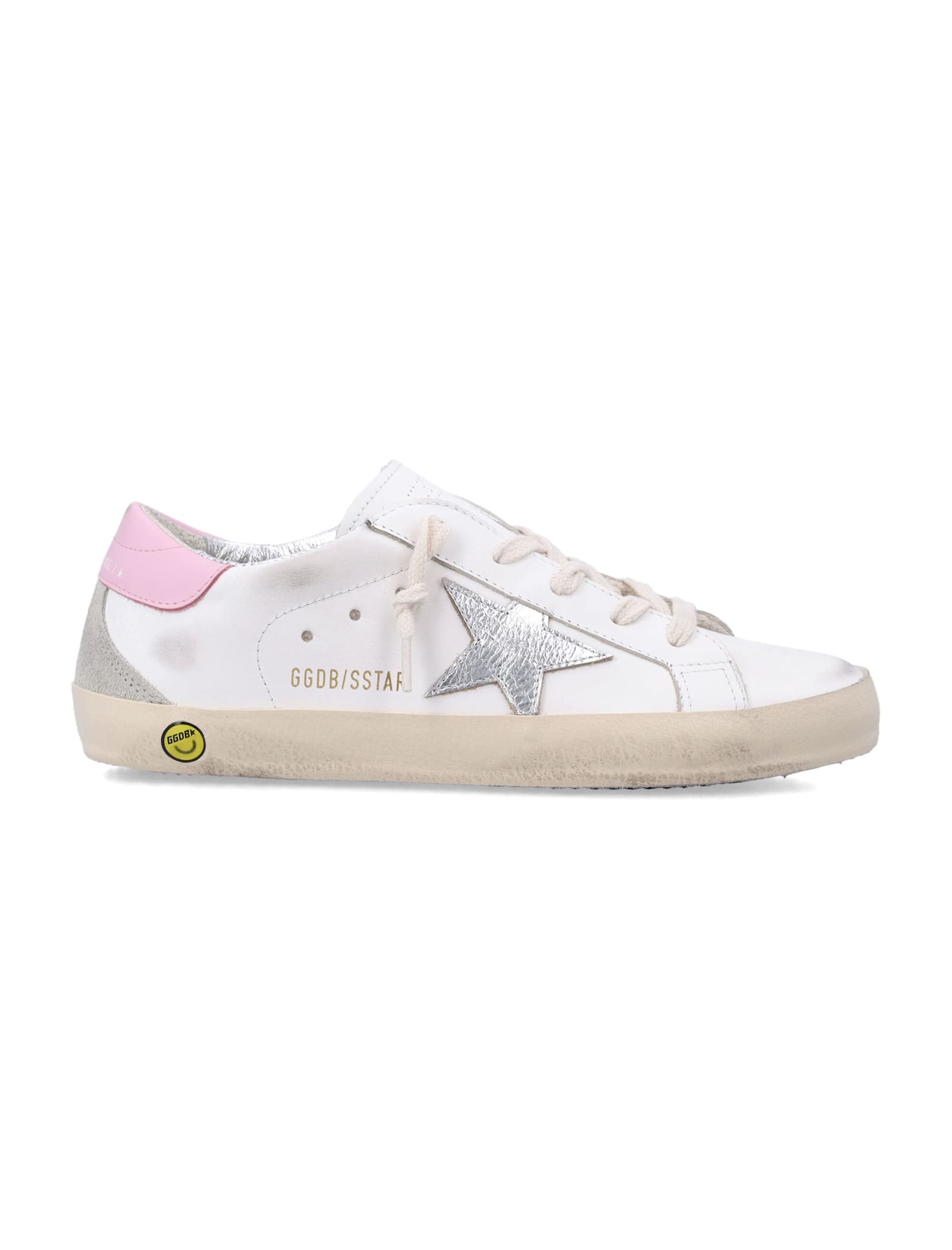 Golden Goose Kids Super-star White And Pink Leather Sneakers In Multi