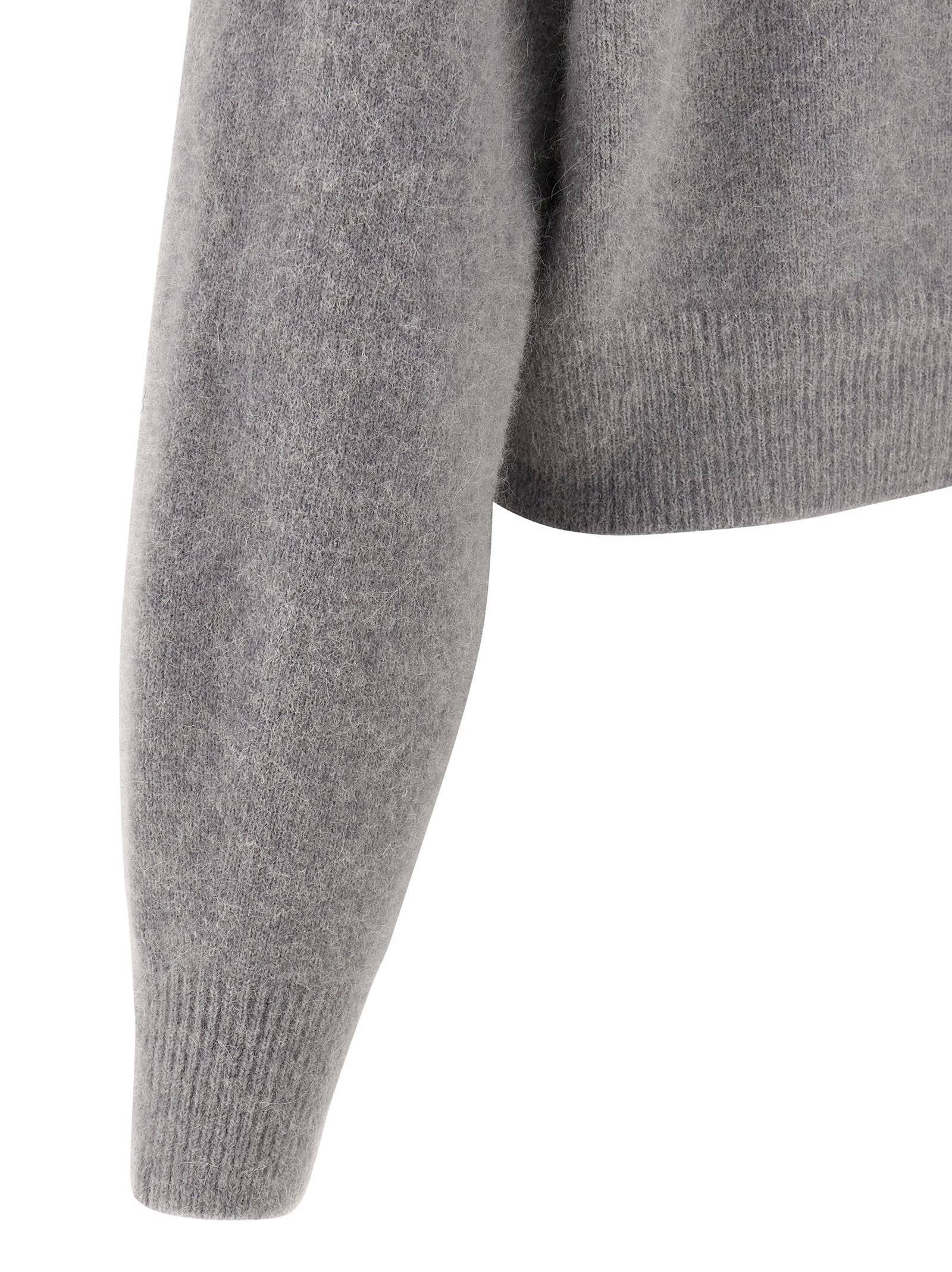 Rotate Birger Christensen Knitwear With Attached Scarf And Cropped Length In Gray
