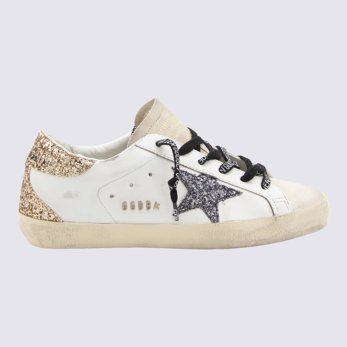 White And Gold Leather Sneakers