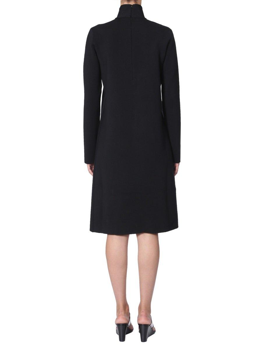 Shop Bottega Veneta Cut-out Long-sleeved Midi Dress In Black