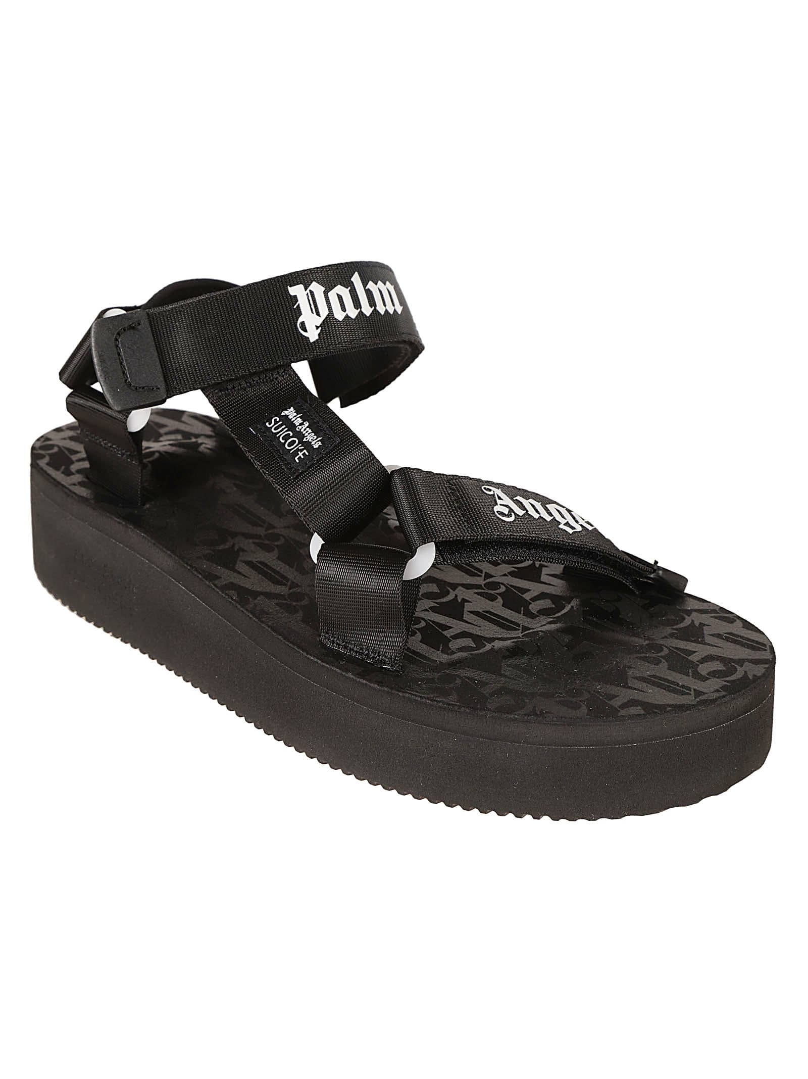 Shop Palm Angels X Suicoke Depa Sandals In Black White (black)