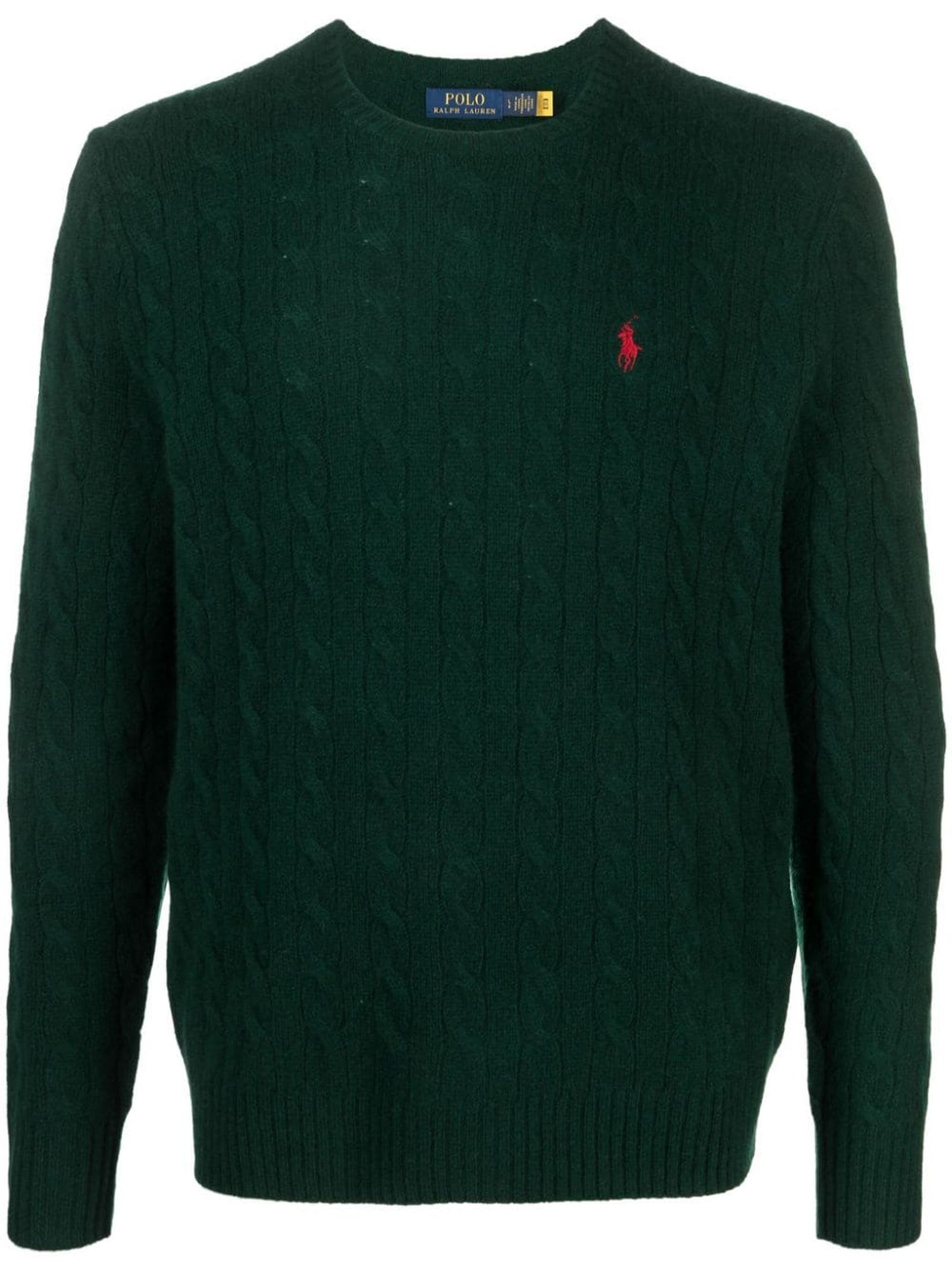 Shop Ralph Lauren Forest Green Wool And Cashmere Jumper