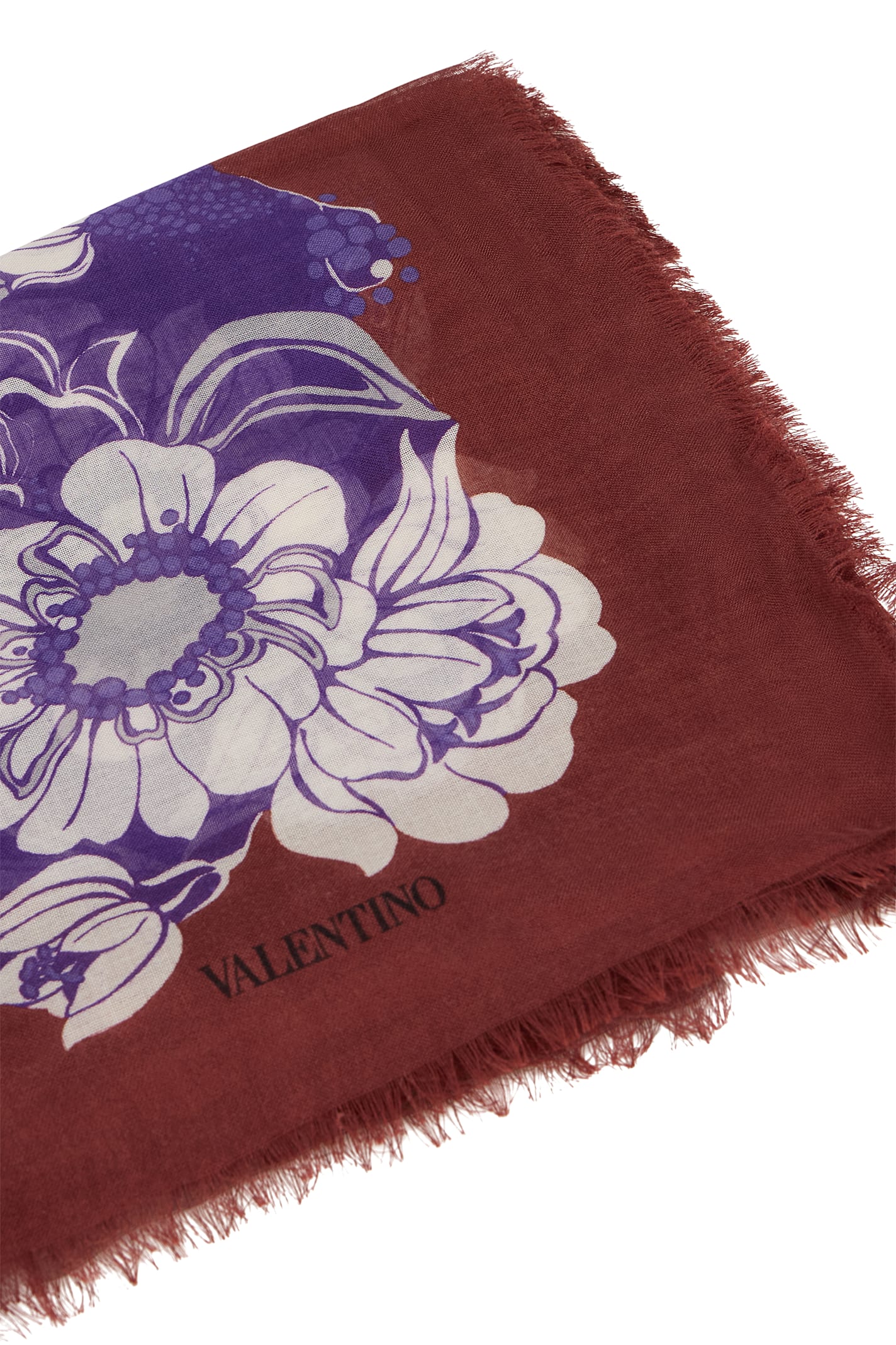 Valentino Elegant Scarf With Refined Floral Print In Brown