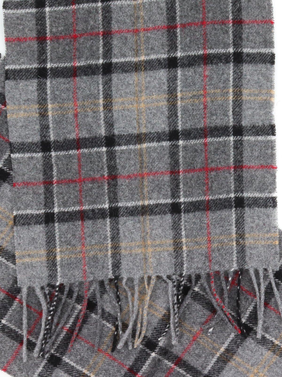 Barbour Tartan Fringed Scarf In Grey Tartan