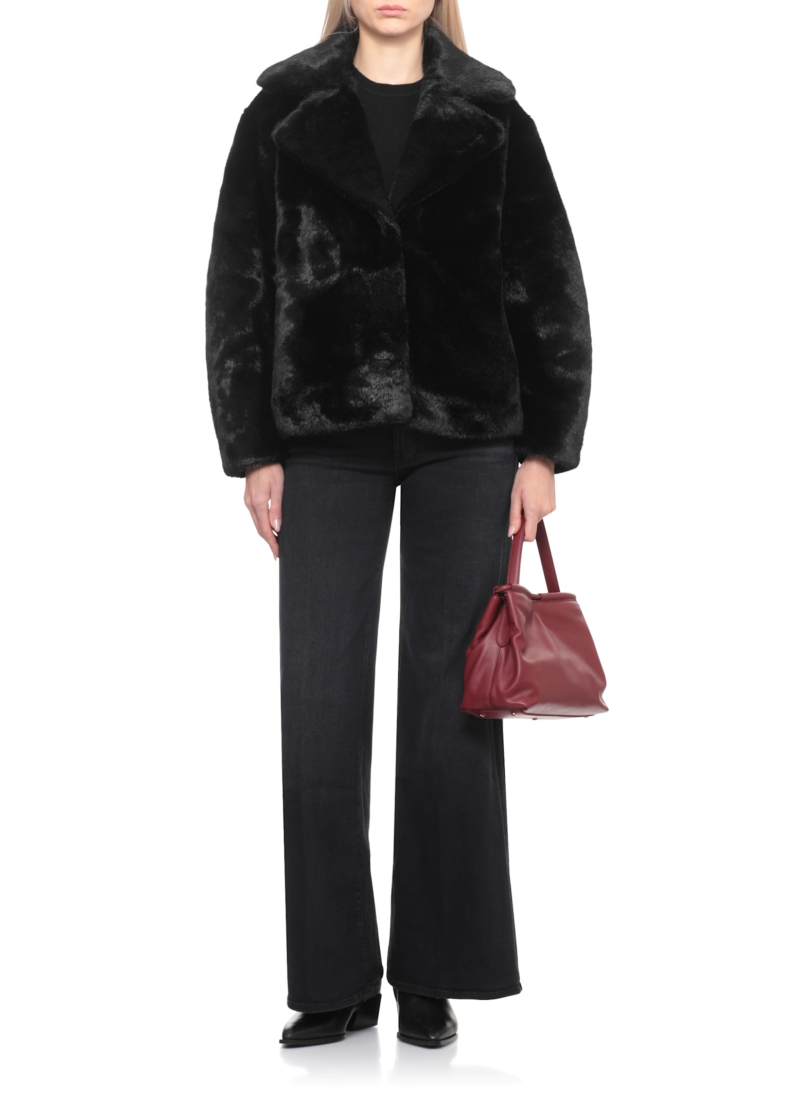 Betta Corradi Synth Fur Coat In Black