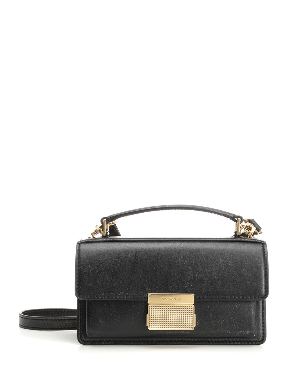 Golden Goose Venice Small Bag In Black Palmellate Leather And Gold Details