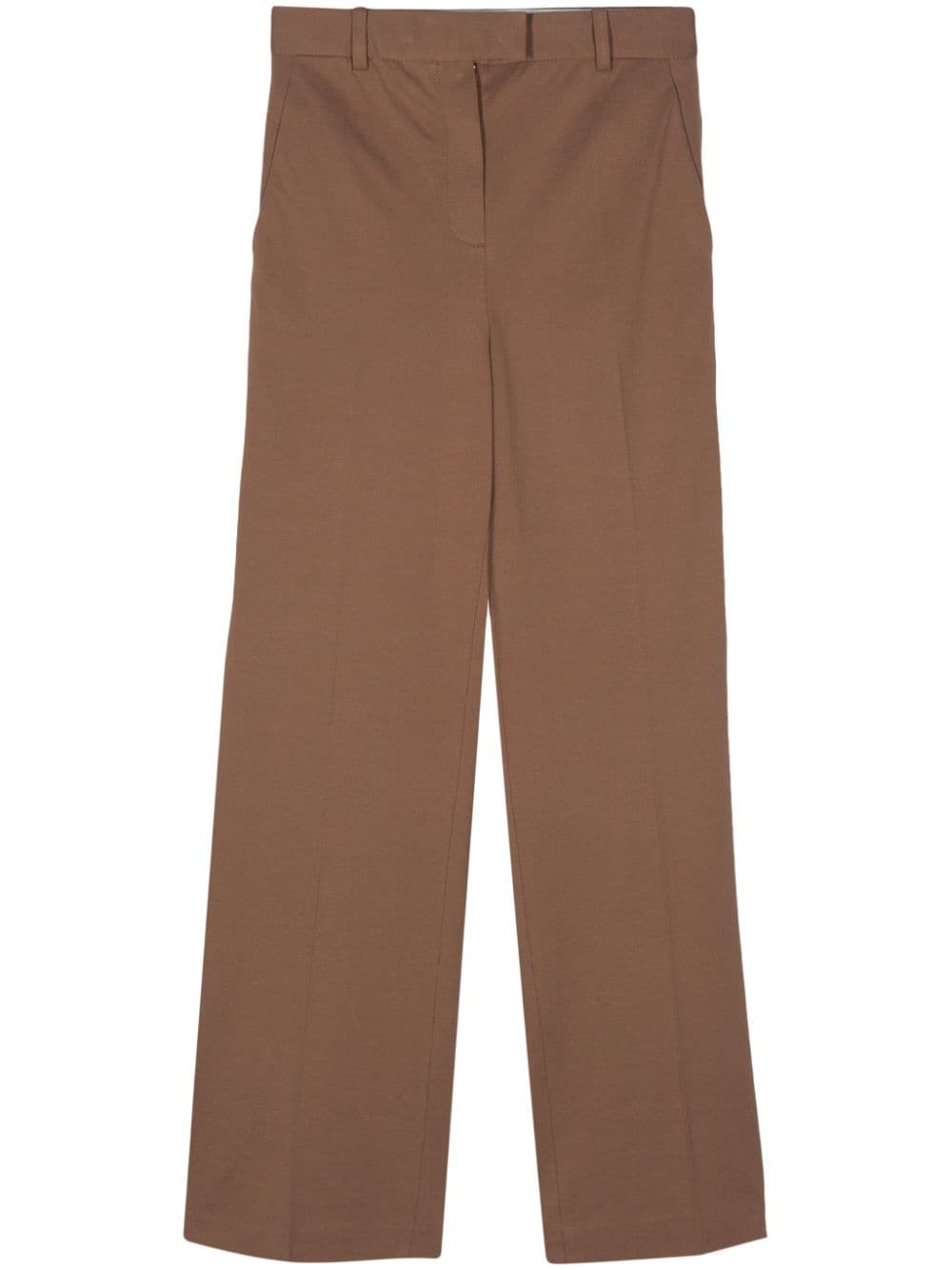 Circolo 1901 Pique Weave Cotton Blend Trousers With Dart Detailing In Brown