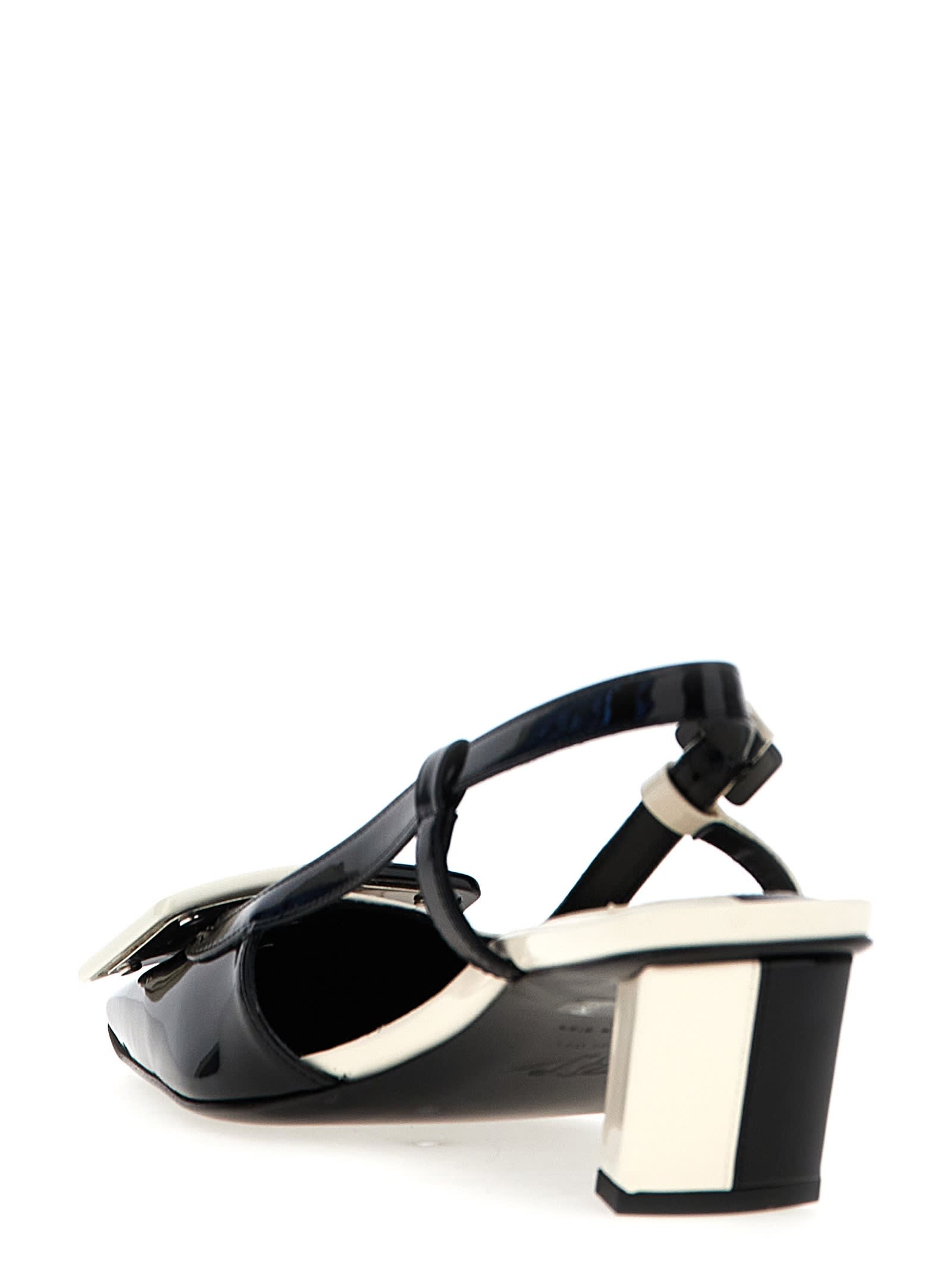 Shop Roger Vivier Belle Vivier Slingback In White/black