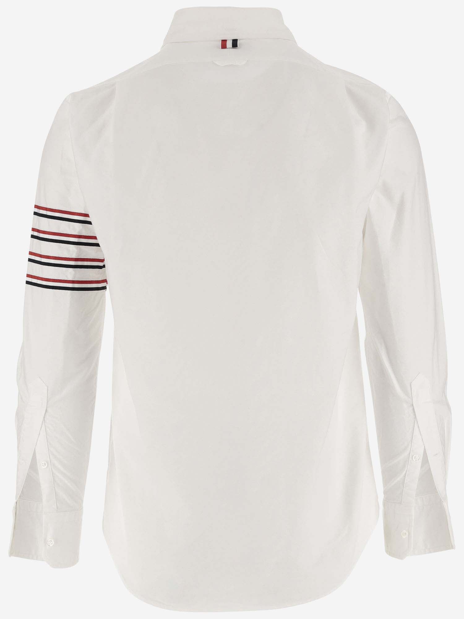 Shop Thom Browne 4 Bar Tricolor Cotton Shirt In White