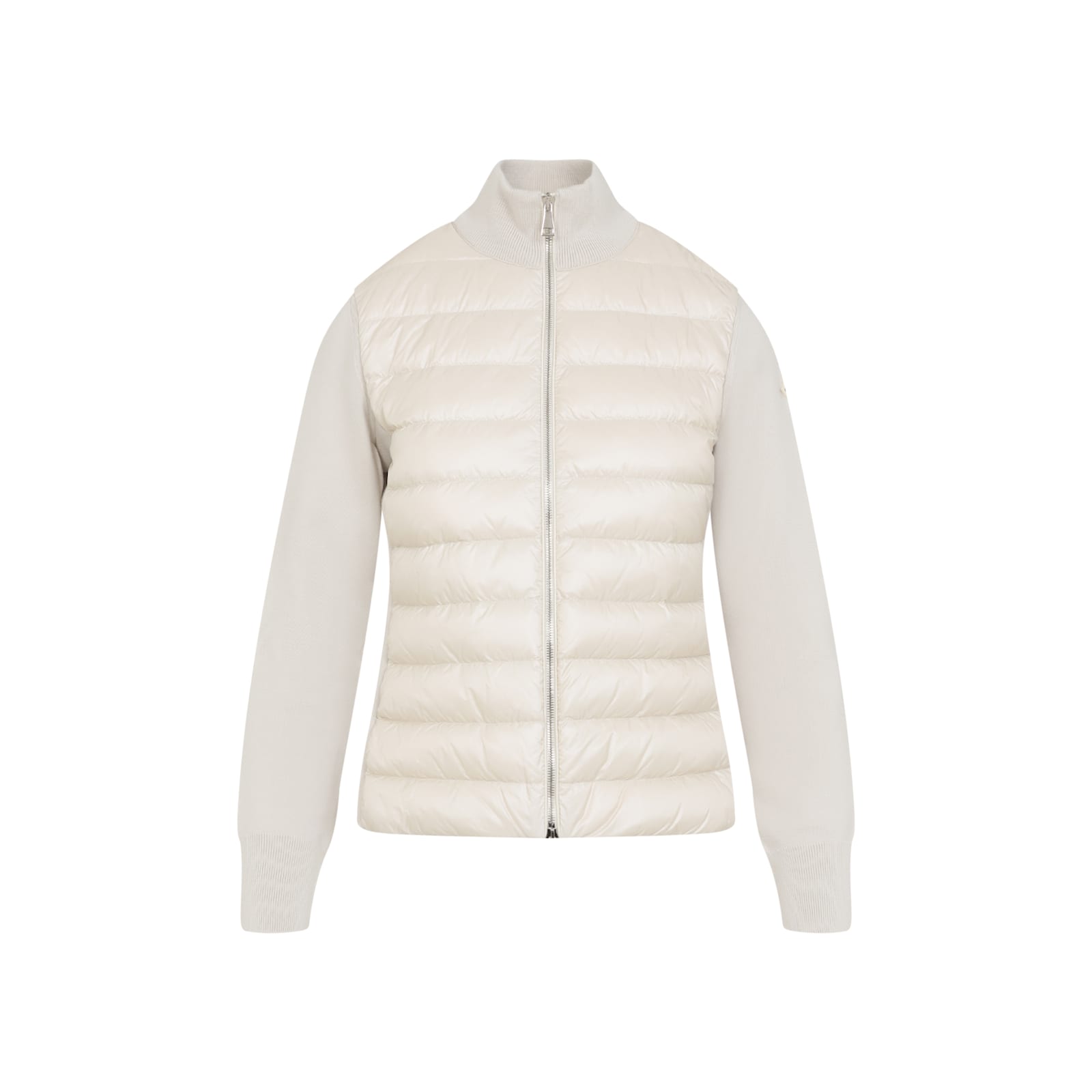 Moncler Quilted Tech Fabric Cardigan Pockets In Neutral