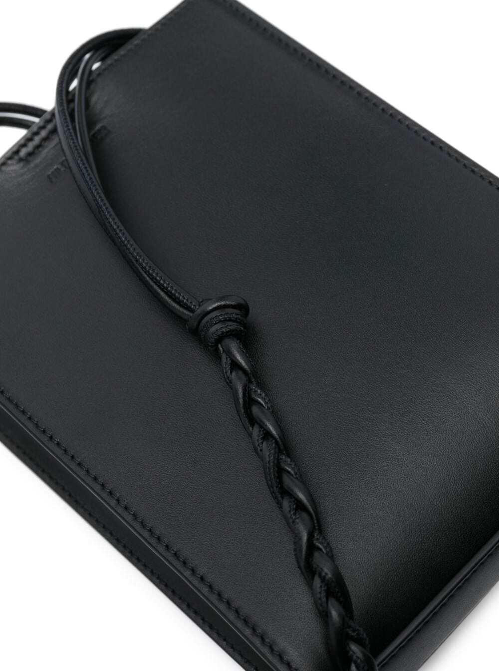 Shop Jil Sander Tangle Black Crossbody Bag In Leather Man