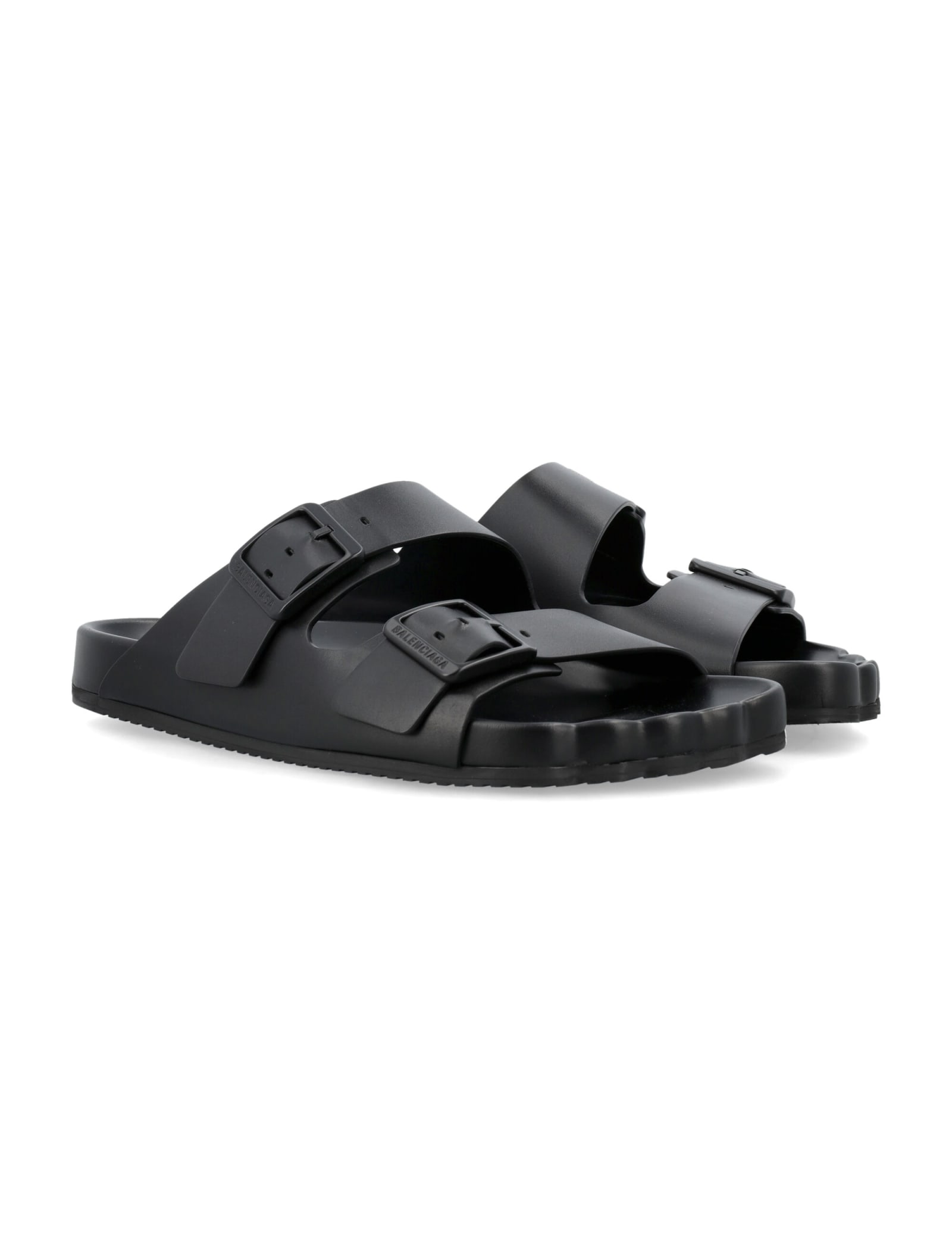 Balenciaga Men Suede Sandals With Anatomical Detail In Black