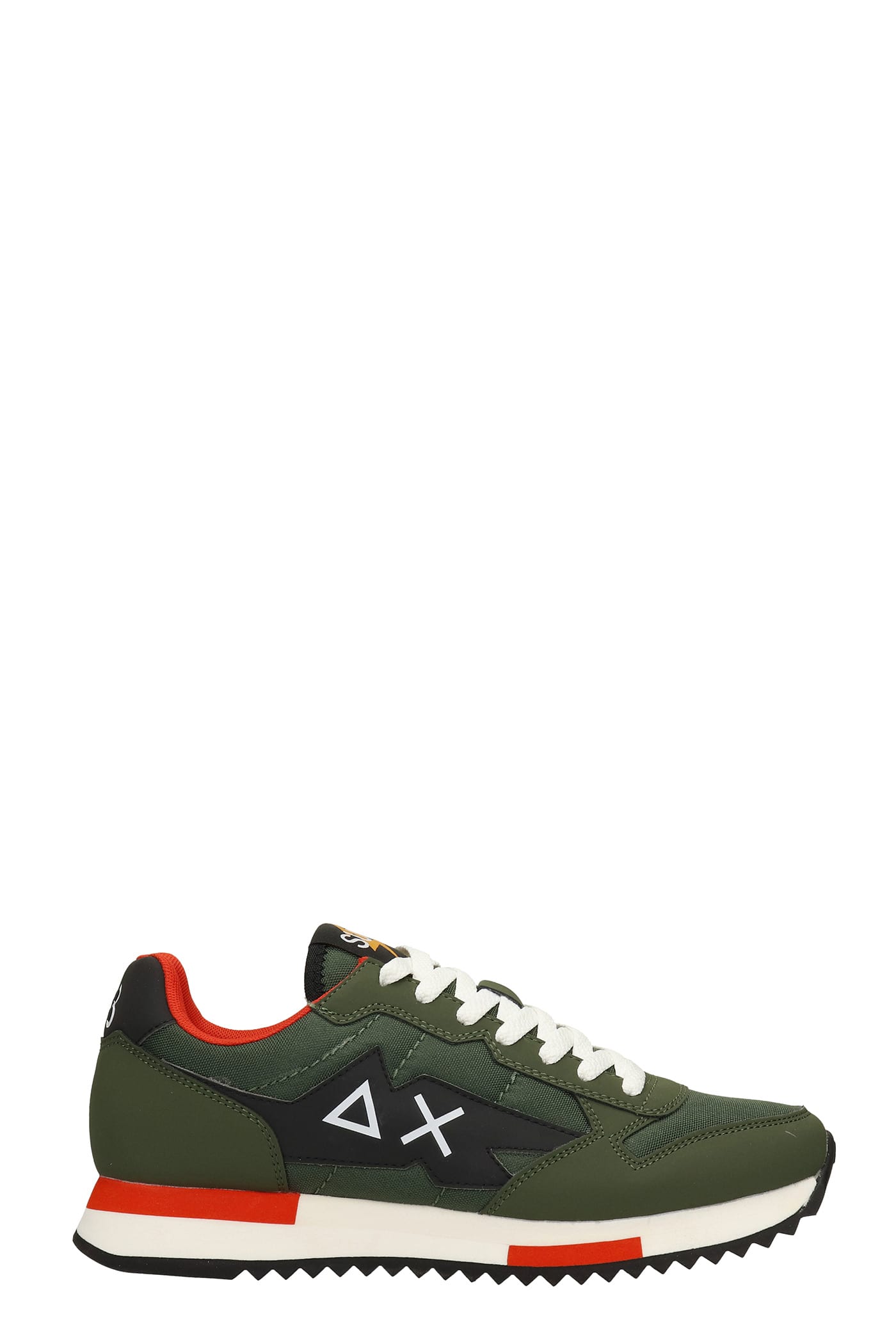 Sun 68 Niki Solid Sneakers In Green Leather And Fabric