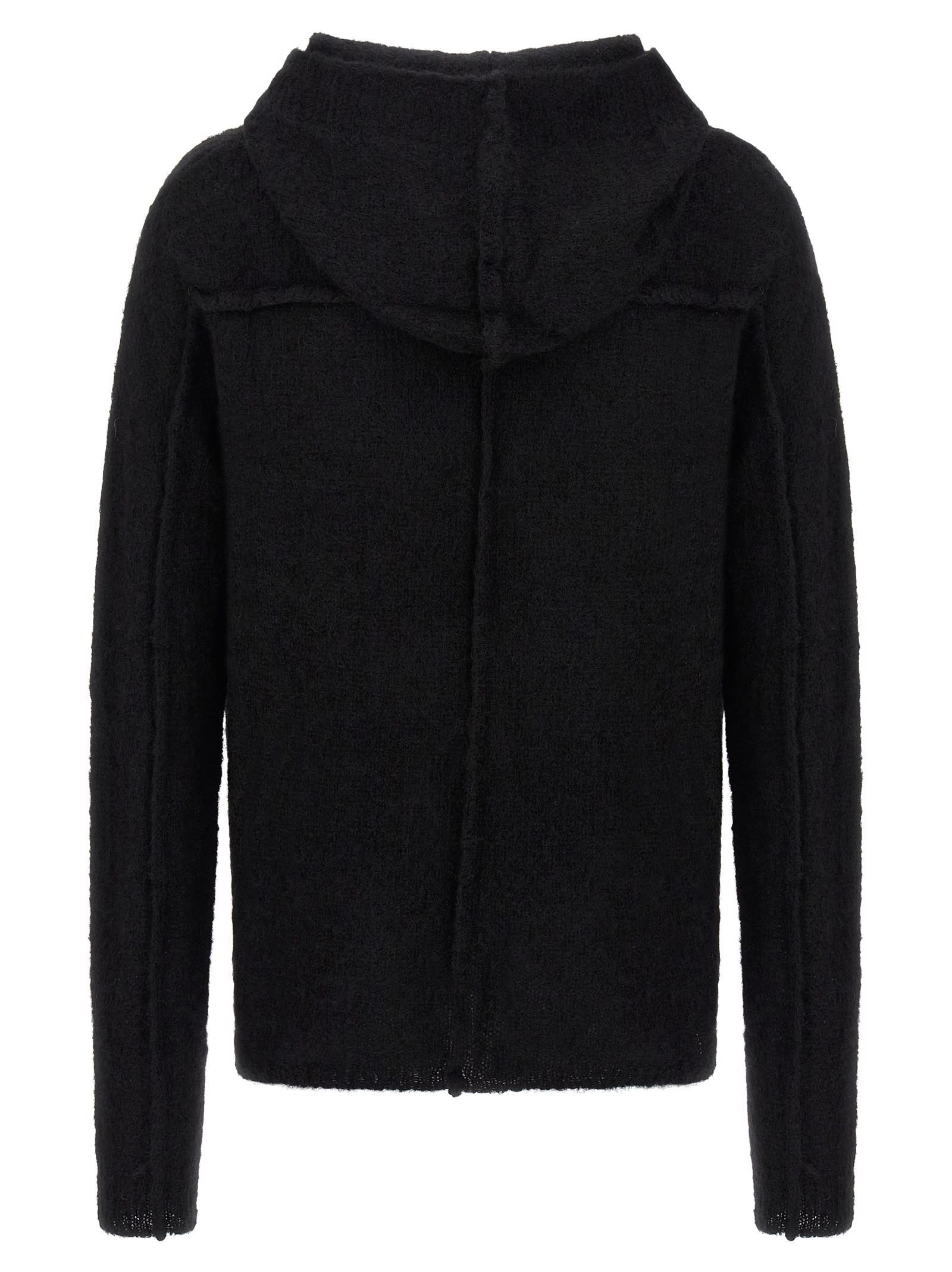 Thom Krom Alpaca Blend Hooded Sweater With Long Cuffed Sleeves In Black