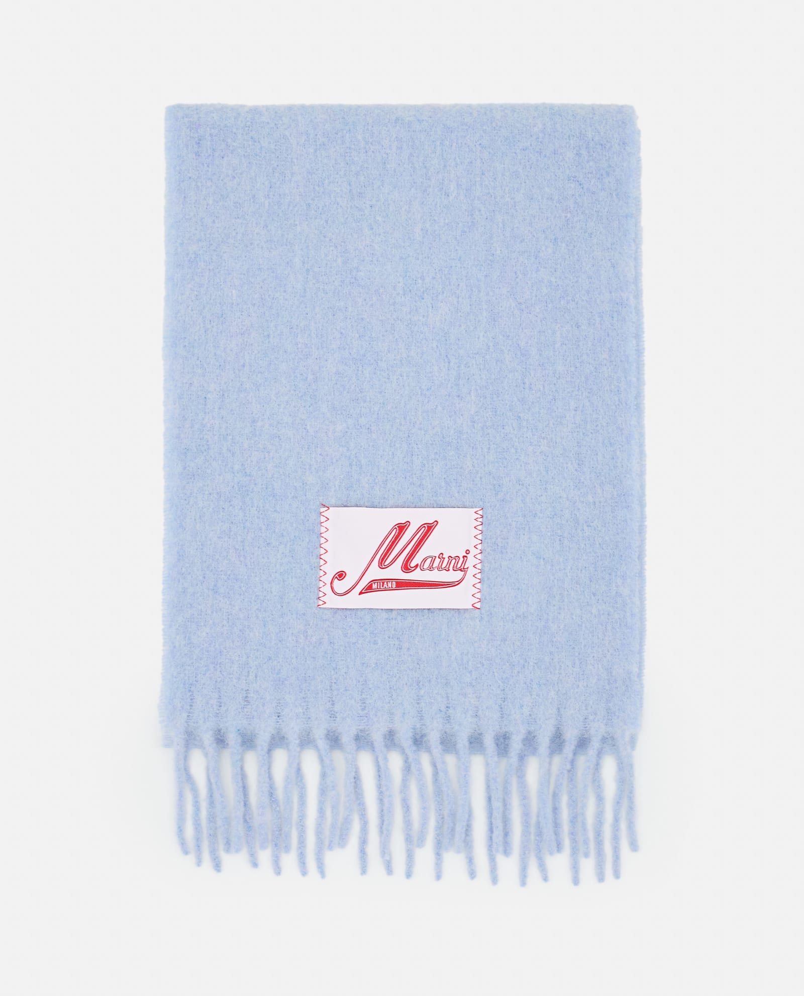 Shop Marni Brusched Alpaca Scarf In Clear Blue